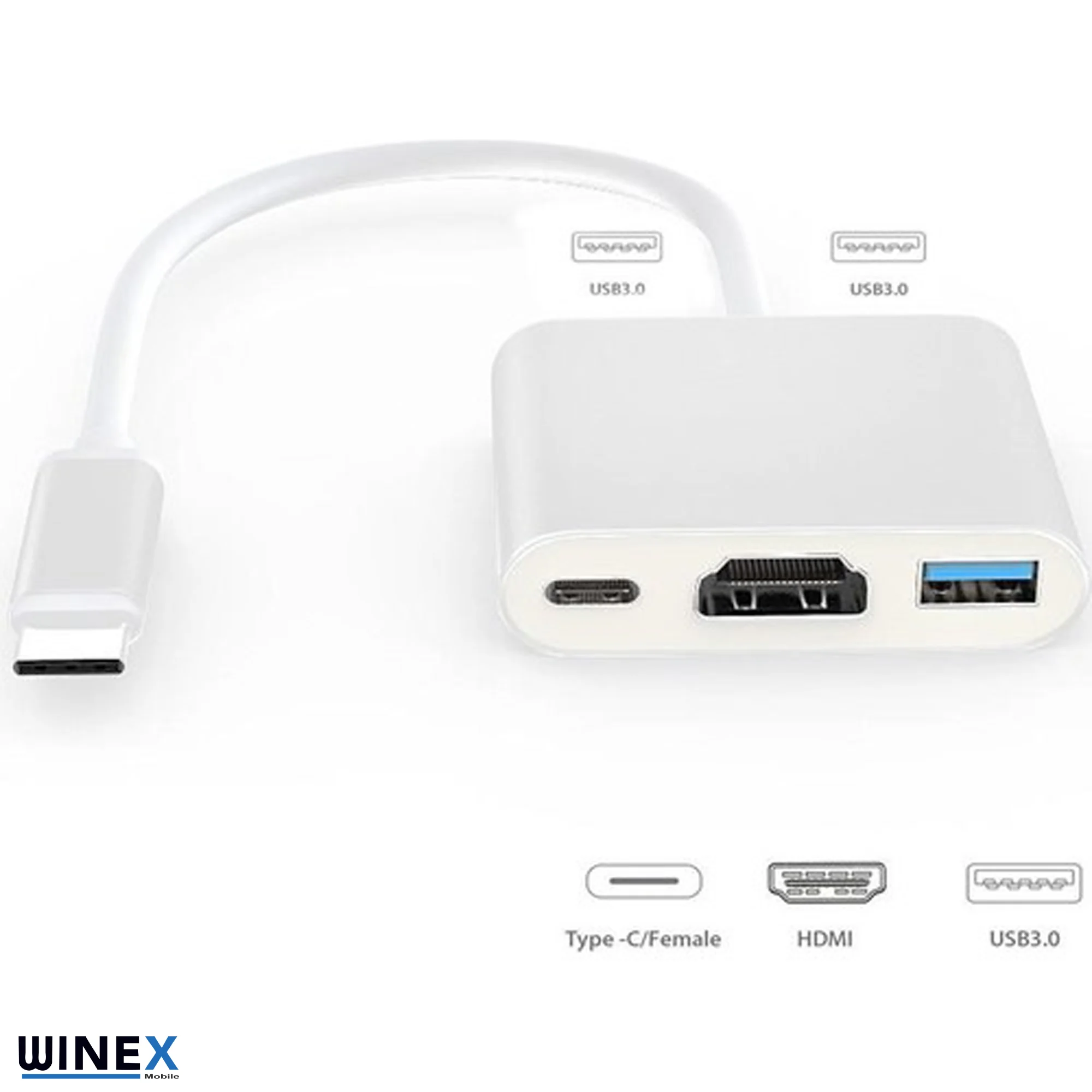 Winex 5in1 Type-C Hub Port HDMI 3xUSB 3.0 Adaptör HC04D
