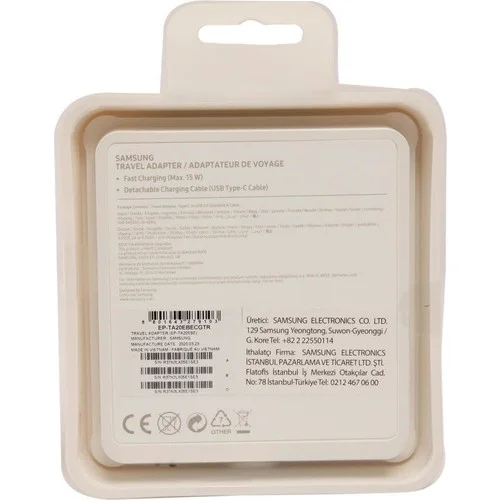 Samsung TA20 UsbA to Type-C Kablolu Set Hızlı Seyahat Şarjı Siyah - EP-TA20EBENGWW(Samsung Türkiye Garantilidir)
