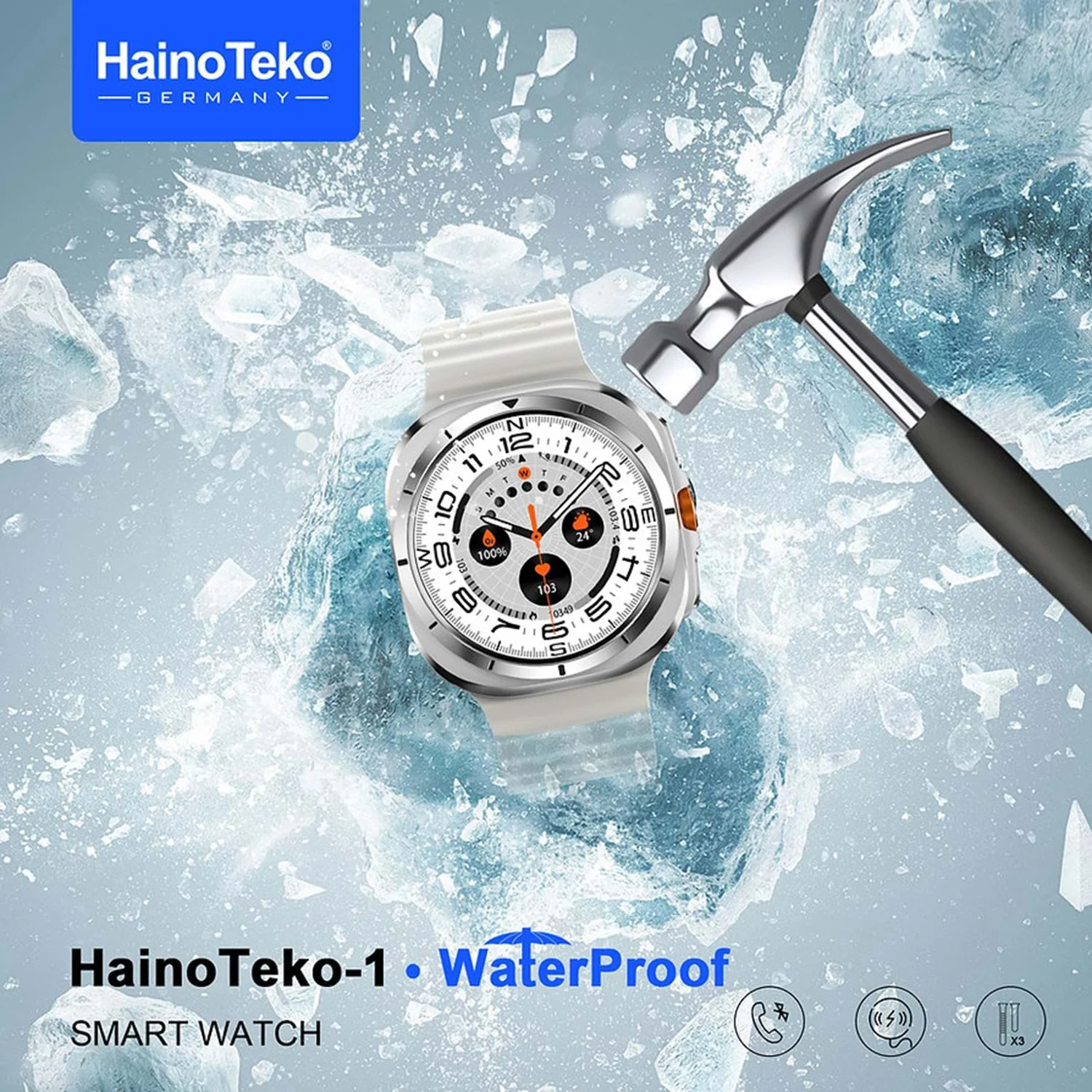 Haino Teko Ultra Amoled Ekran WaterProof Akıllı Saat 3 Kordonlu Titanyum Grey 47mm Teko1