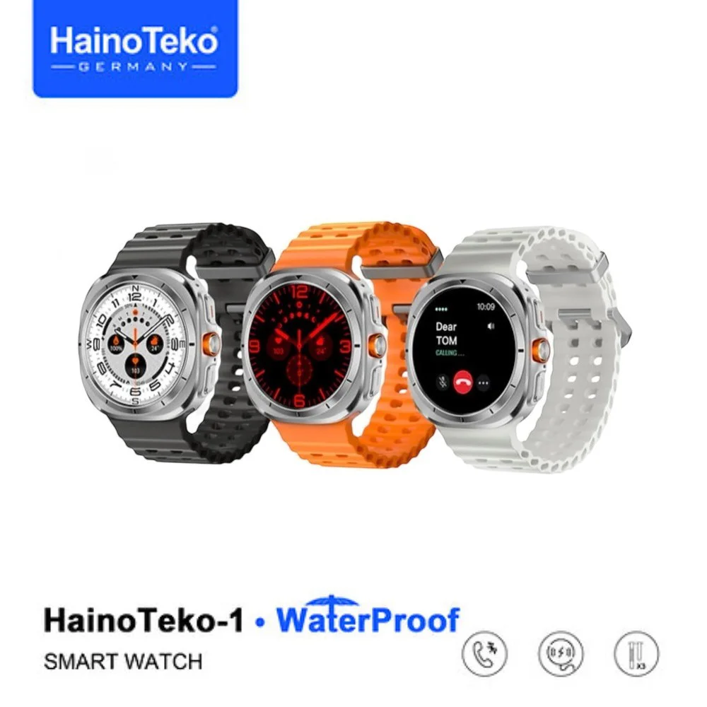 Haino Teko Watch Ultra Amoled Ekran WaterProof Akıllı Saat 3 Kordonlu Titanyum Gümüş 47mm Teko1