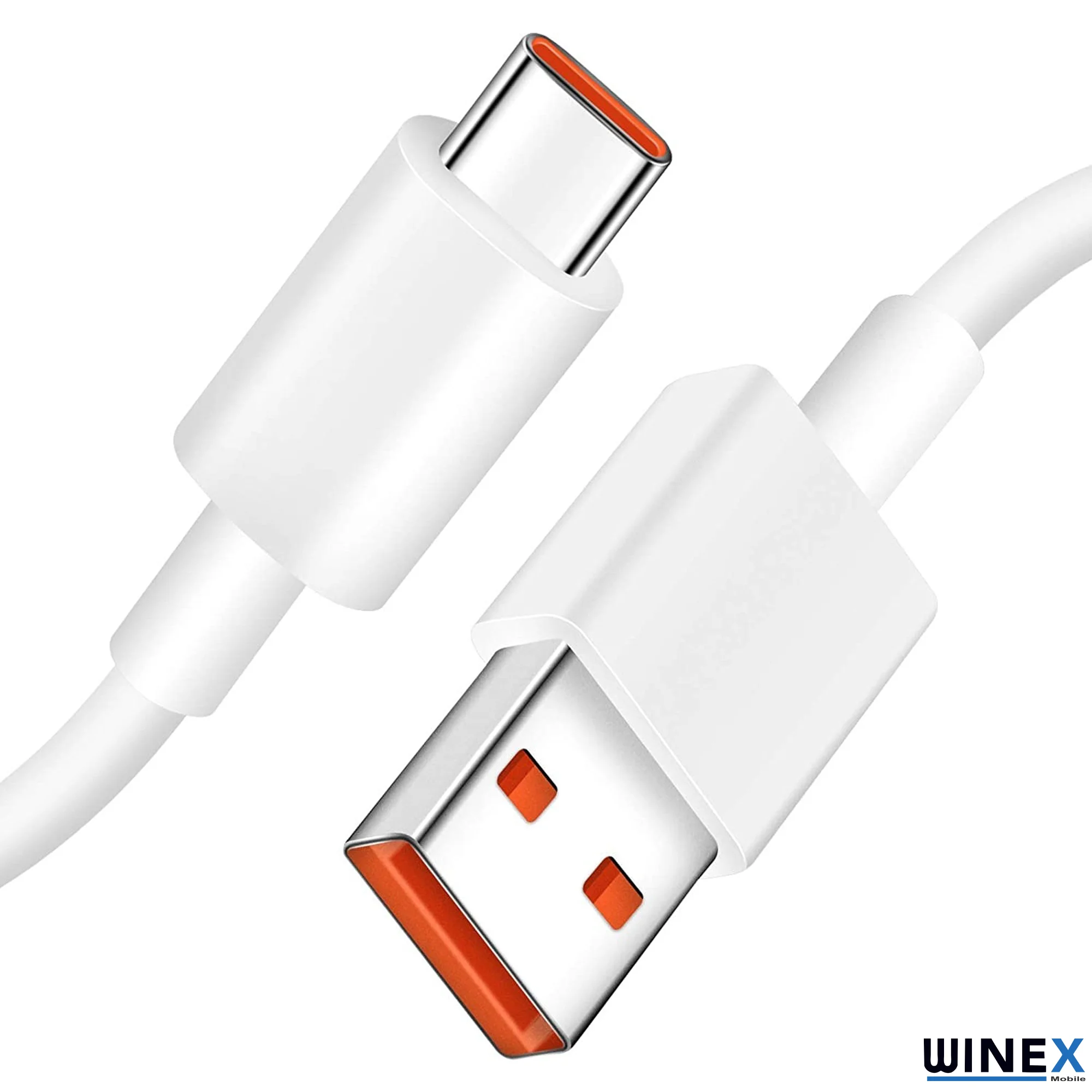 Winex 6A 120W UsbA to Type-C Hızlı Data ve Şarj Kablosu Beyaz