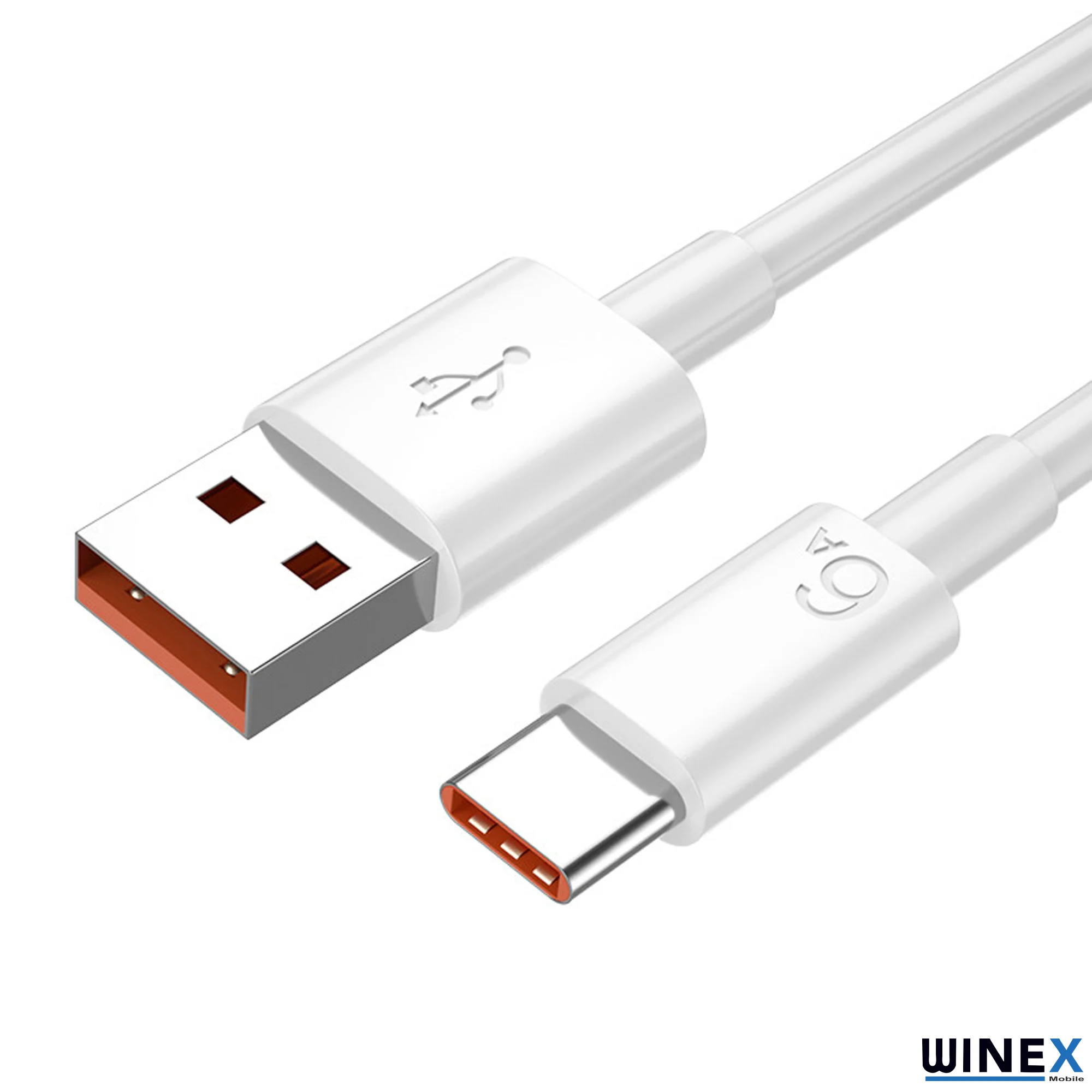 Winex 6A 120W UsbA to Type-C Hızlı Data ve Şarj Kablosu Beyaz