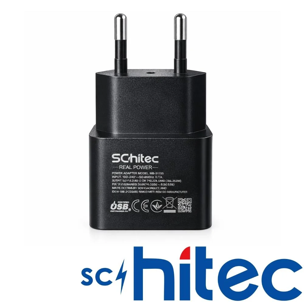 ScHitec 25W Hızlı Şarj Aleti Type-C Çıkışlı Type-C to Type-C Kablolu Şarj Cihazı Siyah SR64