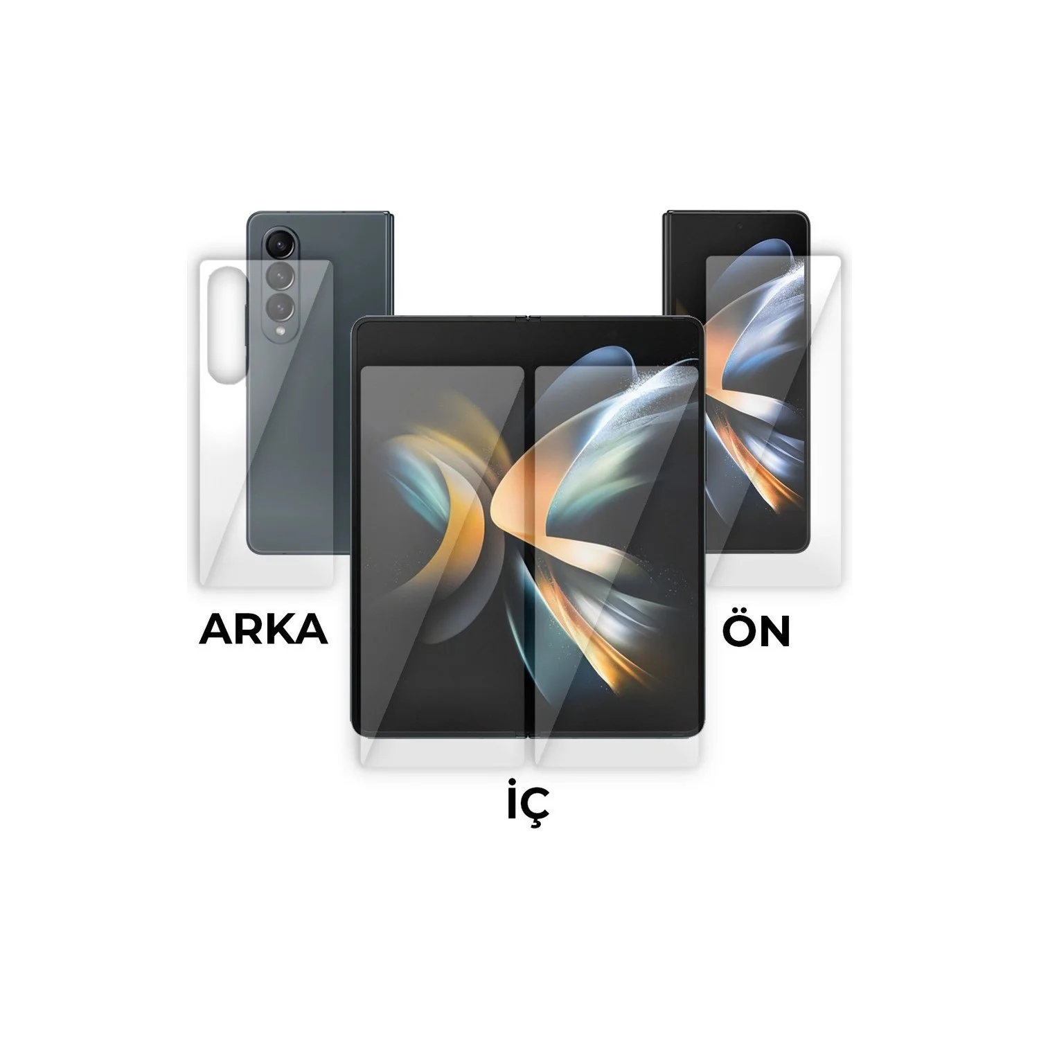 Samsung Galaxy Z Fold 5 Ön-İç-Arka Ekran Darbe Emici Kaplama ve Hd Ekran Koruyucu