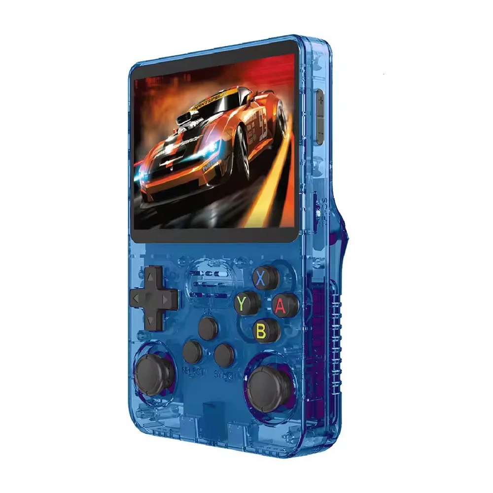 ScHitec 3.5 Inç OTG Çıkışlı Taşınabilir Retro Oyun Konsolu 15000+ Oyunlu El Atari Şeffaf Mavi R36S