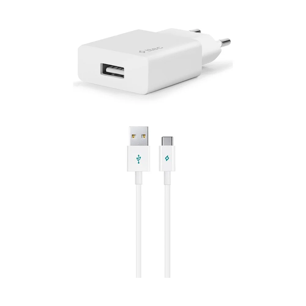 Ttec Smart Fast Charger 2.1A UsbA to Type-C Kablolu Seyahat Şarj Aleti Set Beyaz