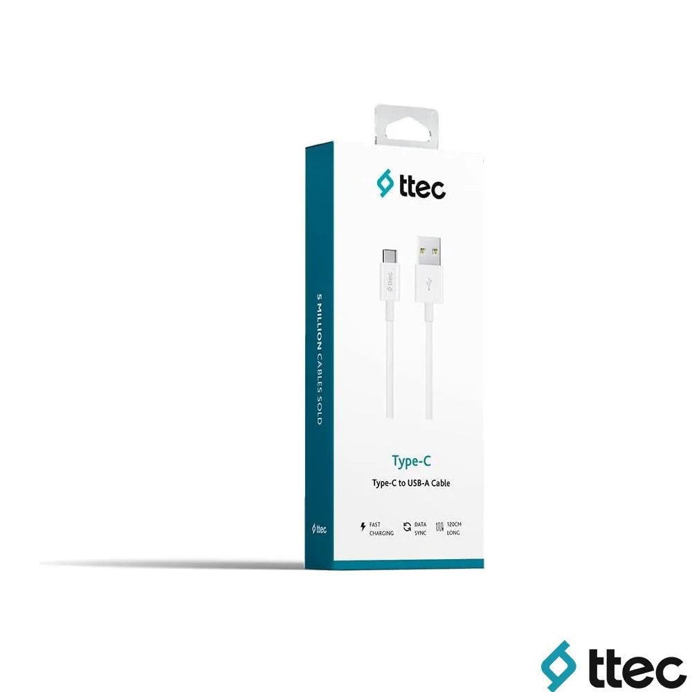 Ttec UsbA to Type-C Hızlı Data ve Fast Şarj Kablosu 120cm Beyaz 2DK12B