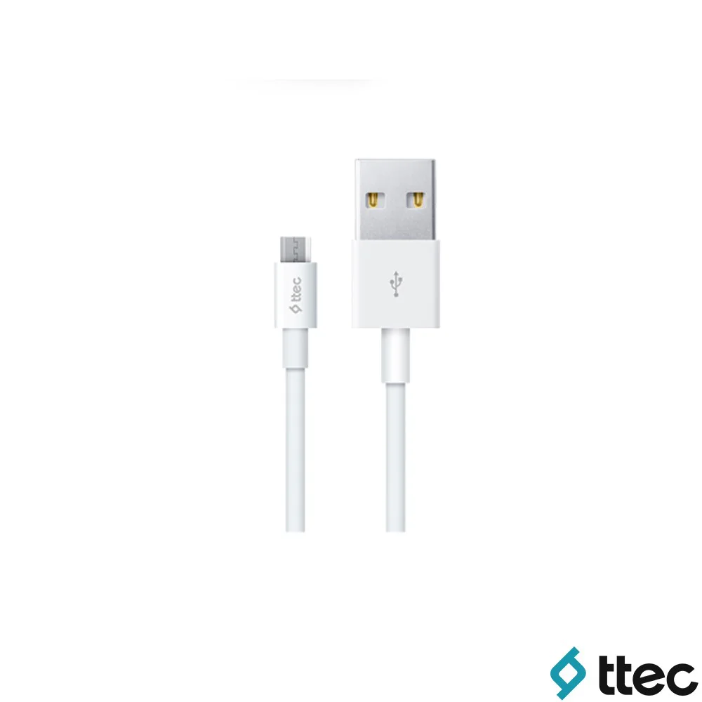 Ttec Smart Fast Charger 2.1A UsbA to Micro Kablolu Seyahat Şarj Aleti Set Beyaz