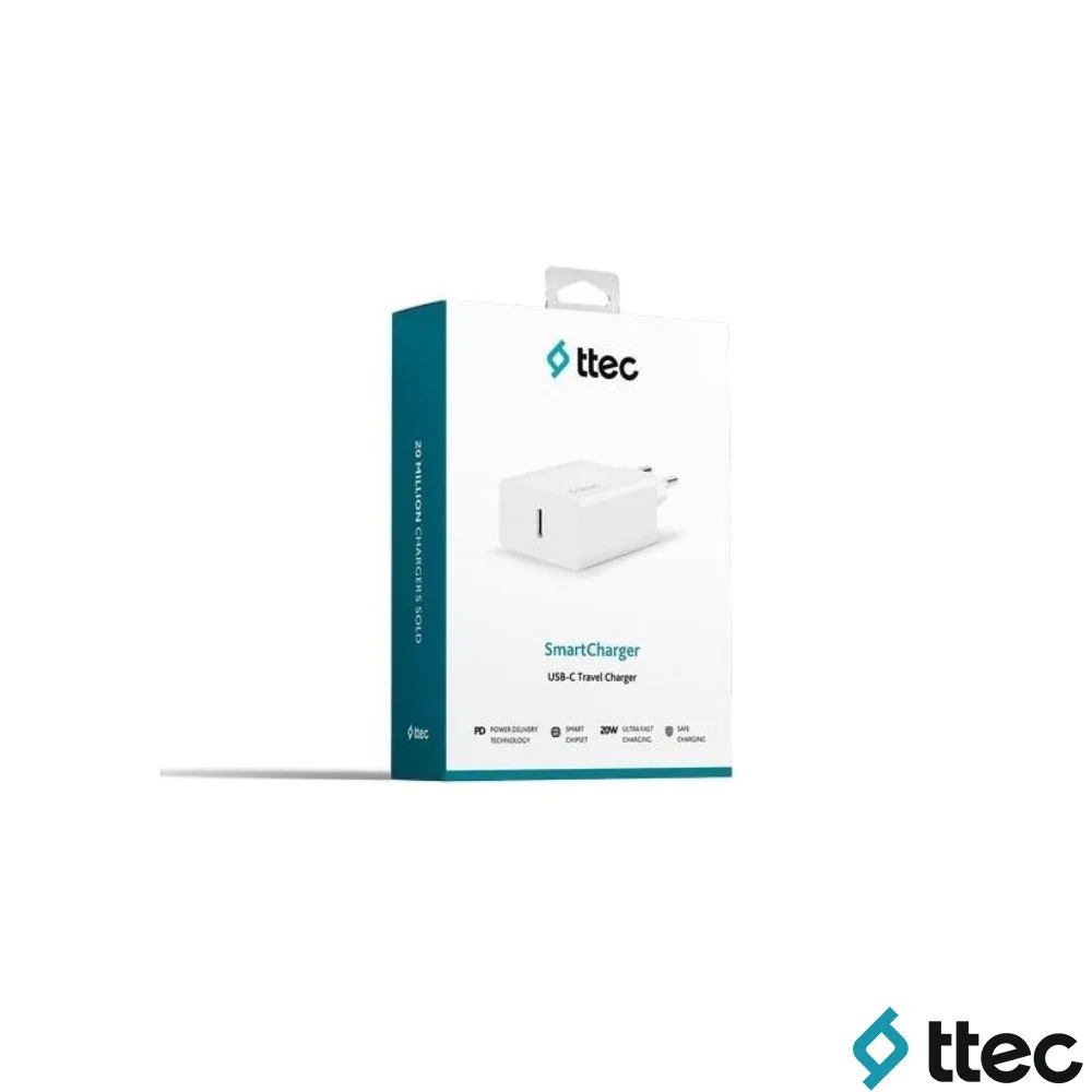 Ttec SmartCharger PD20W Type-C Çıkışlı Ultra Fast Hızlı Şarj Adaptörü Beyaz