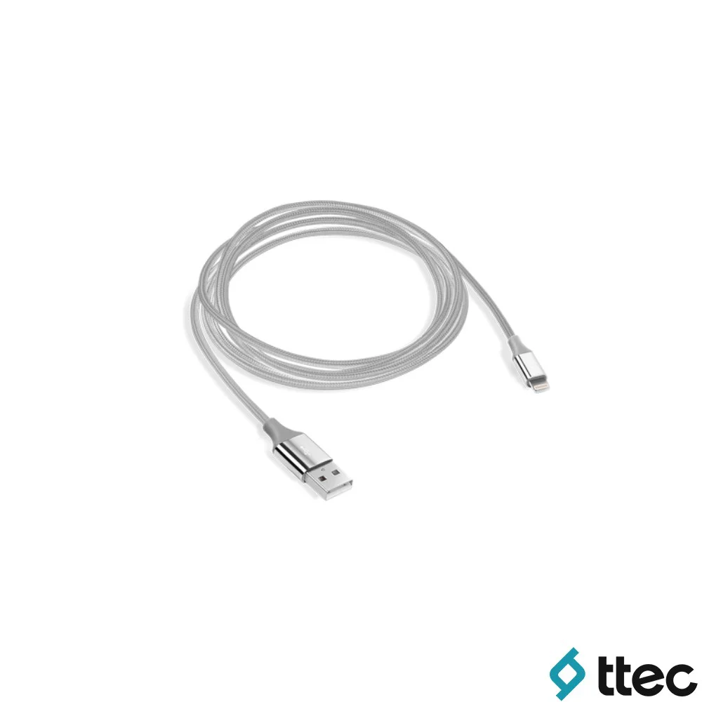 Ttec AlumiCable Extra Strong UsbA to Lightning Fast Şarj ve Data Kablosu 120cm Gümüş 2DK16G