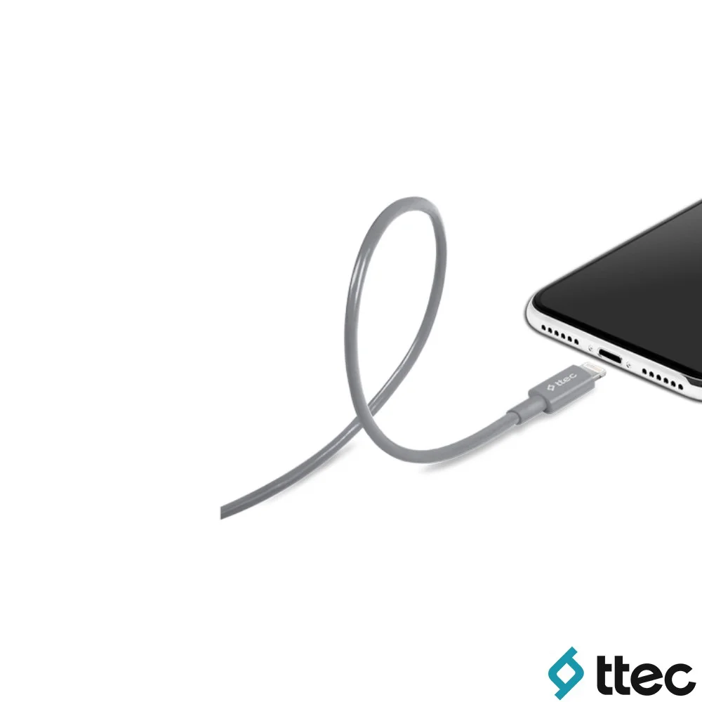 Ttec UsbA to Lightning Hızlı Data ve Fast Şarj Kablosu 100cm Gri 2DK7508GR