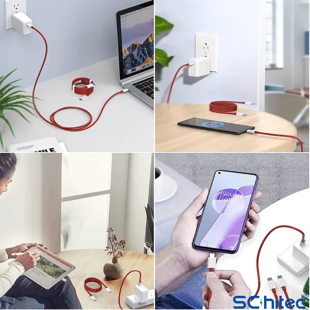 ScHitec 6A 60W Type-C to Type-C Hızlı Data ve Turbo Fast Şarj Kablosu 100cm Kırmızı K321