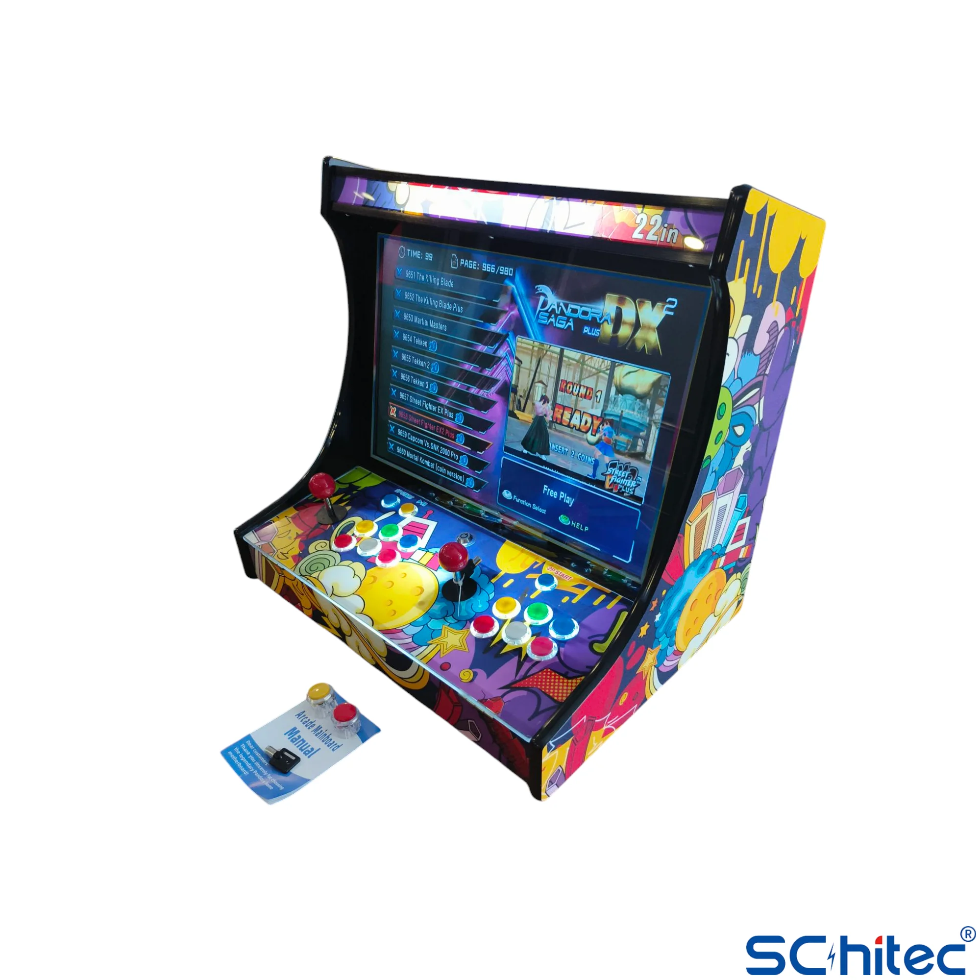 ScHitec 4KHD 3D Pandora 9800 Arcade Oyunlu Taşınabilir Pandora Masaüstü Kabinli 22inç Atari Makinası