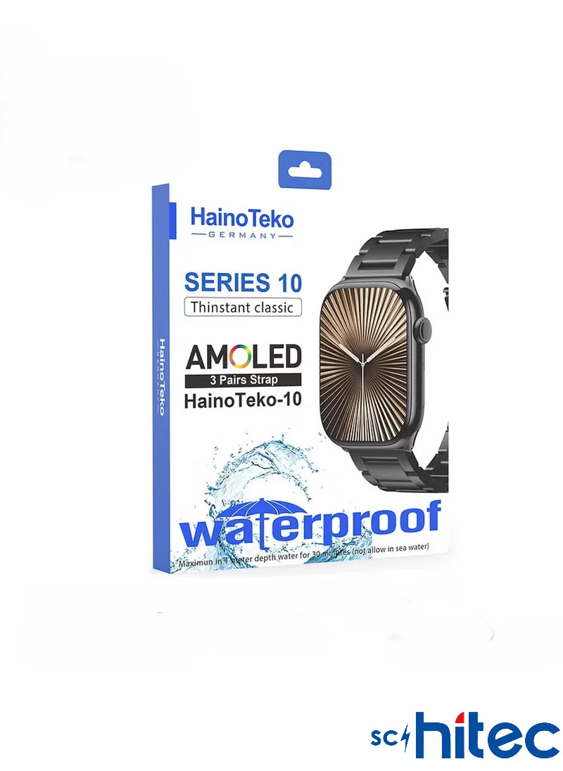 ScHitec Watch Ultra 10 Amoled Ekran WaterProof 3 Kordonlu Akıllı Saat Siyah Teko10