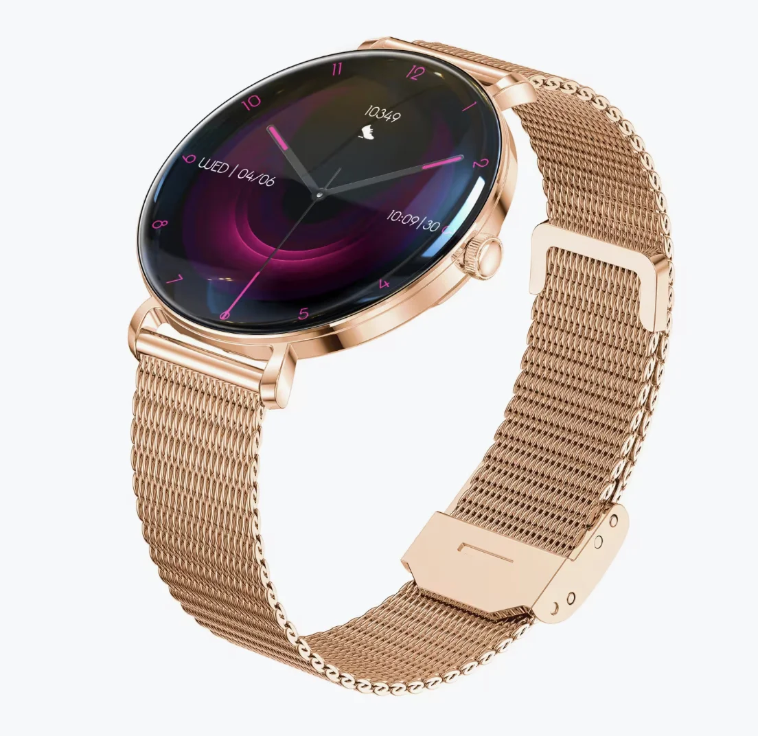 Haino Teko Amoled Ekran Super Slim Tasarım WaterProof 3 Kordonlu Akıllı Saat Gold Rose Teko18