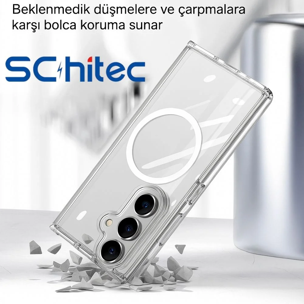 ScHitec Samsung Galaxy Z Flip 6 Magsafe Özellikli Şeffaf Kılıf
