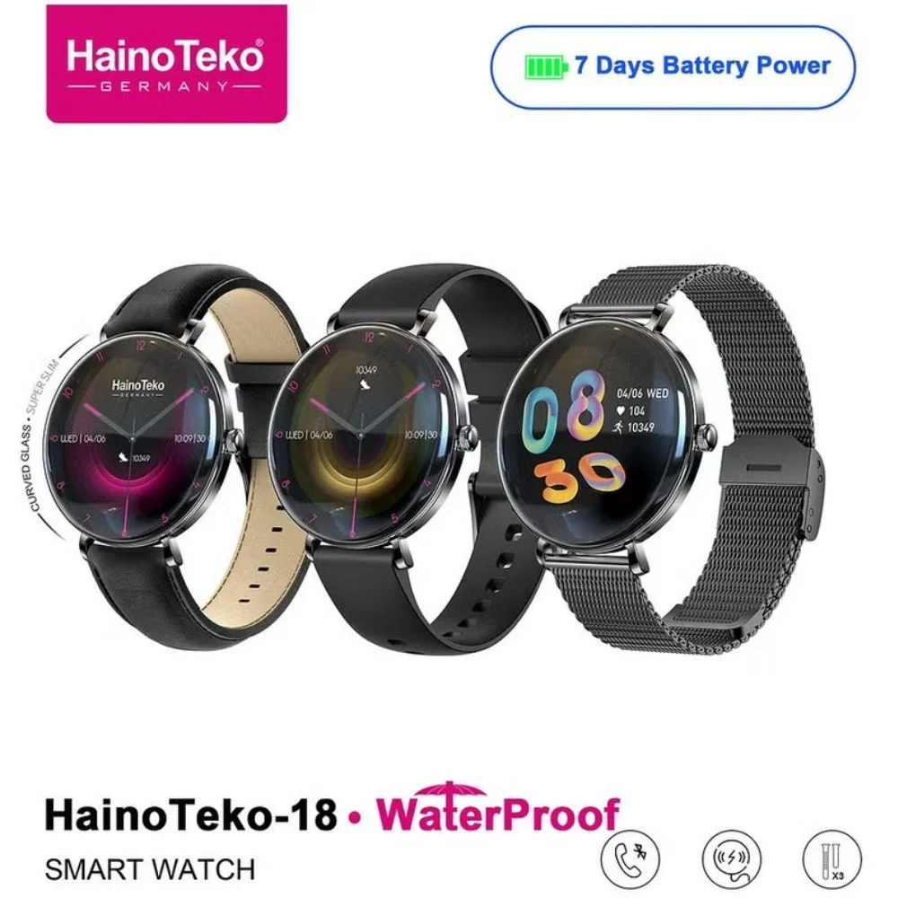 Haino Teko 18 Amoled Ekran Super Slim Tasarım WaterProof 3 Kordonlu Akıllı Saat Siyah Teko18S