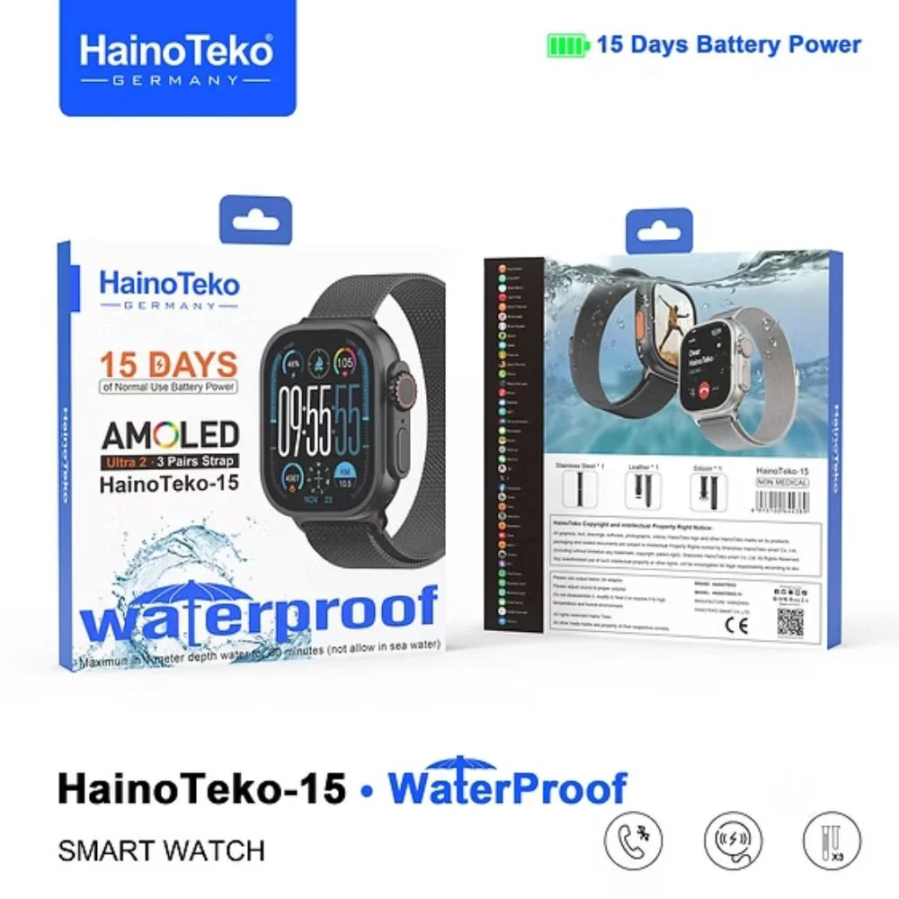 Haino Teko 15 Amoled Ekran Su Geçirmez 15 Gün Şarj ve 3 Kordon Seti Dahil Akıllı Saat