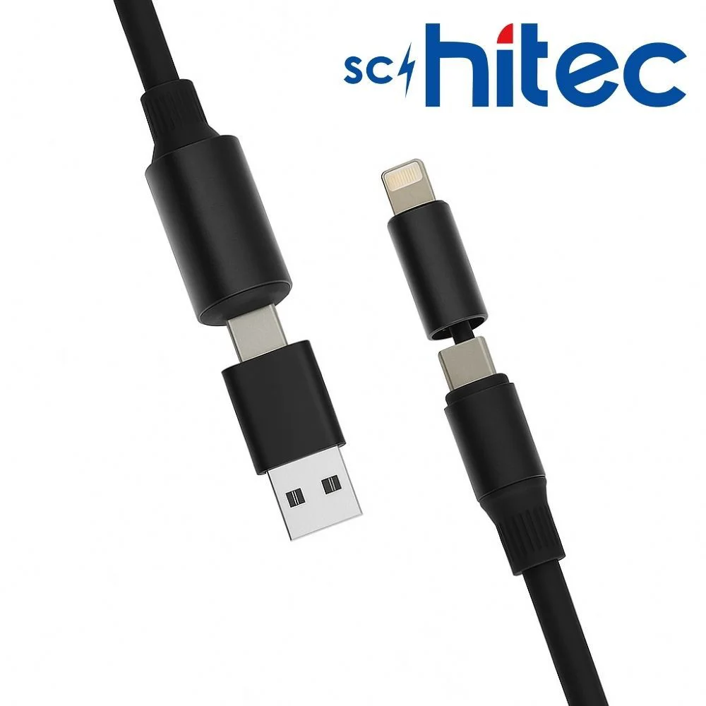 SChitec 4in1 240W Süper Fast UsbA Type-c Lightning Hızlı Şarj ve Data Kablosu  YK347