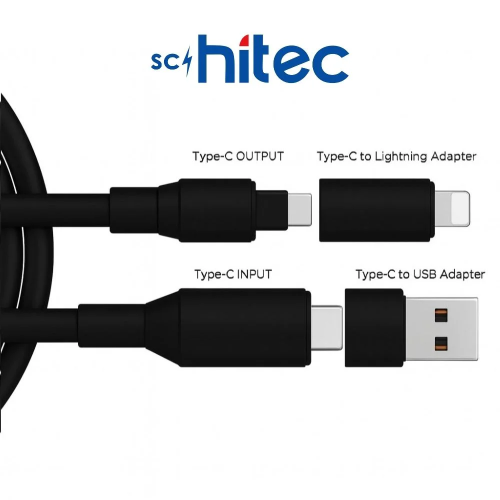 SChitec 4in1 240W Süper Fast UsbA Type-c Lightning Hızlı Şarj ve Data Kablosu  YK347