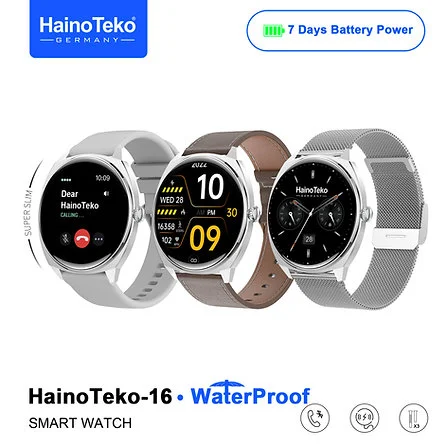 HainoTeko-16 Amoled Ekran Waterproof 3 Kordonlu Akıllı Saat Gümüş Premium Set