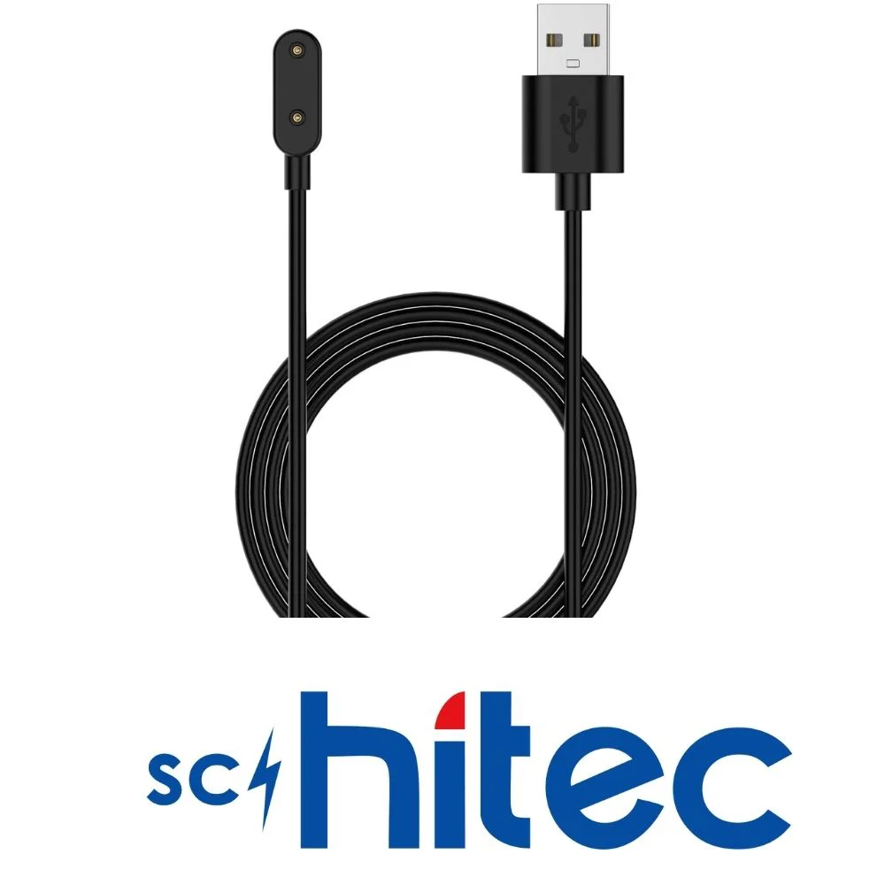 SChitec Huawei Honor Band 6 Uyumlu Manyetik Usb Şarj Kablosu 1 Metre Siyah