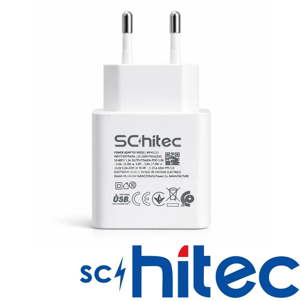 SChitec 45W Type-C Çıkışlı Hızlı Şarj Aleti Type-C to Type-C Kablolu Set Beyaz SC007
