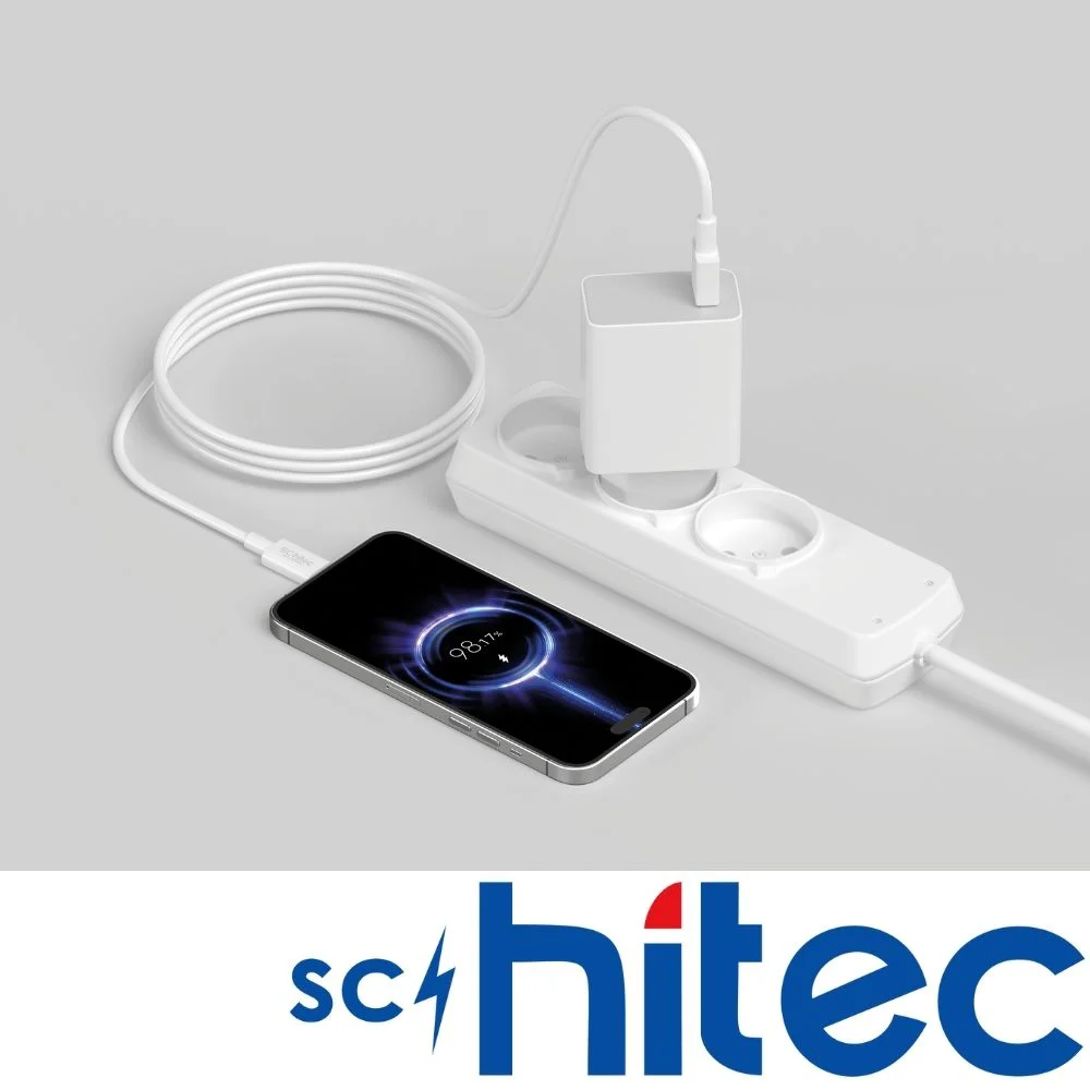 SChitec 6A 120W USB-A to Type-C Hızlı Şarj ve Data Kablosu 1m Beyaz SK002