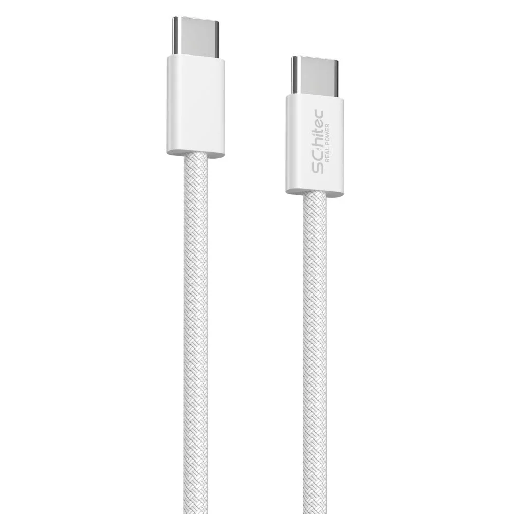 SChitec 60W Type-C to Type-C Örgülü Data ve Hızlı Şarj Kablosu Telefon, Tablet, Laptop Uyumlu Beyaz SK001