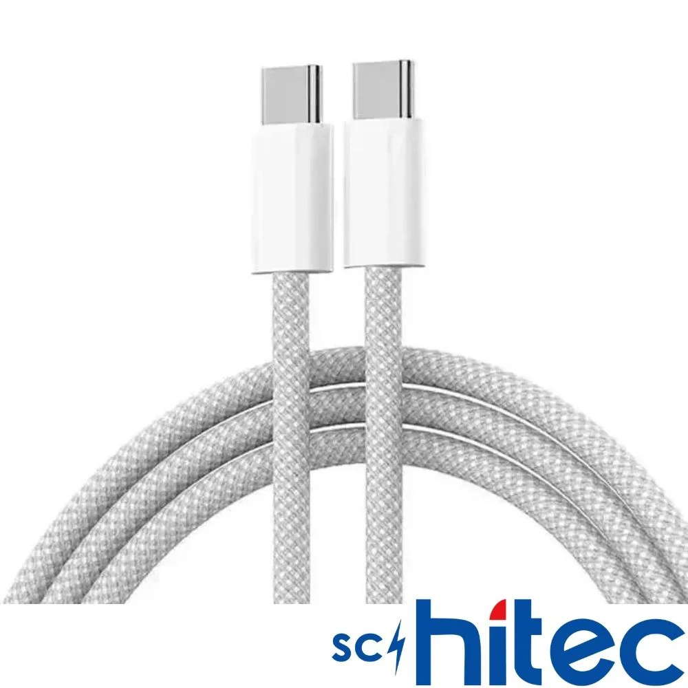 SChitec 60W Type-C to Type-C Örgülü Data ve Hızlı Şarj Kablosu Telefon, Tablet, Laptop Uyumlu Beyaz SK001