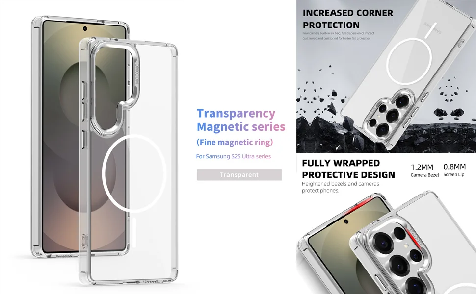 ScHitec Samsung Galaxy S25 Ultra Magsafe Özellikli Şeffaf Kılıf