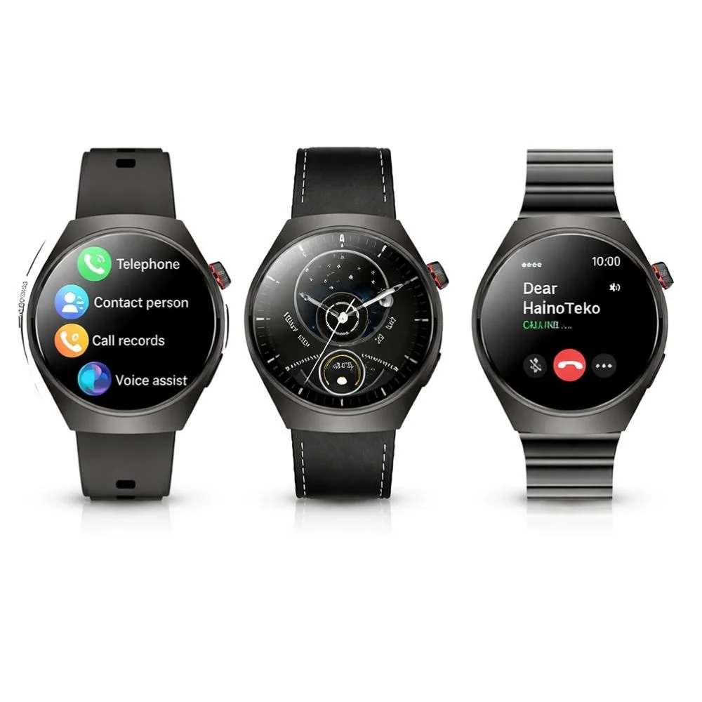 HainoTeko 32 Akıllı Saat AMOLED Ekran Bluetooth Sesli Görüşme, Su geçirmez, 15 Gün Batarya, Metal Kasa, Çoklu Spor & Sağlık Takibi Siyah