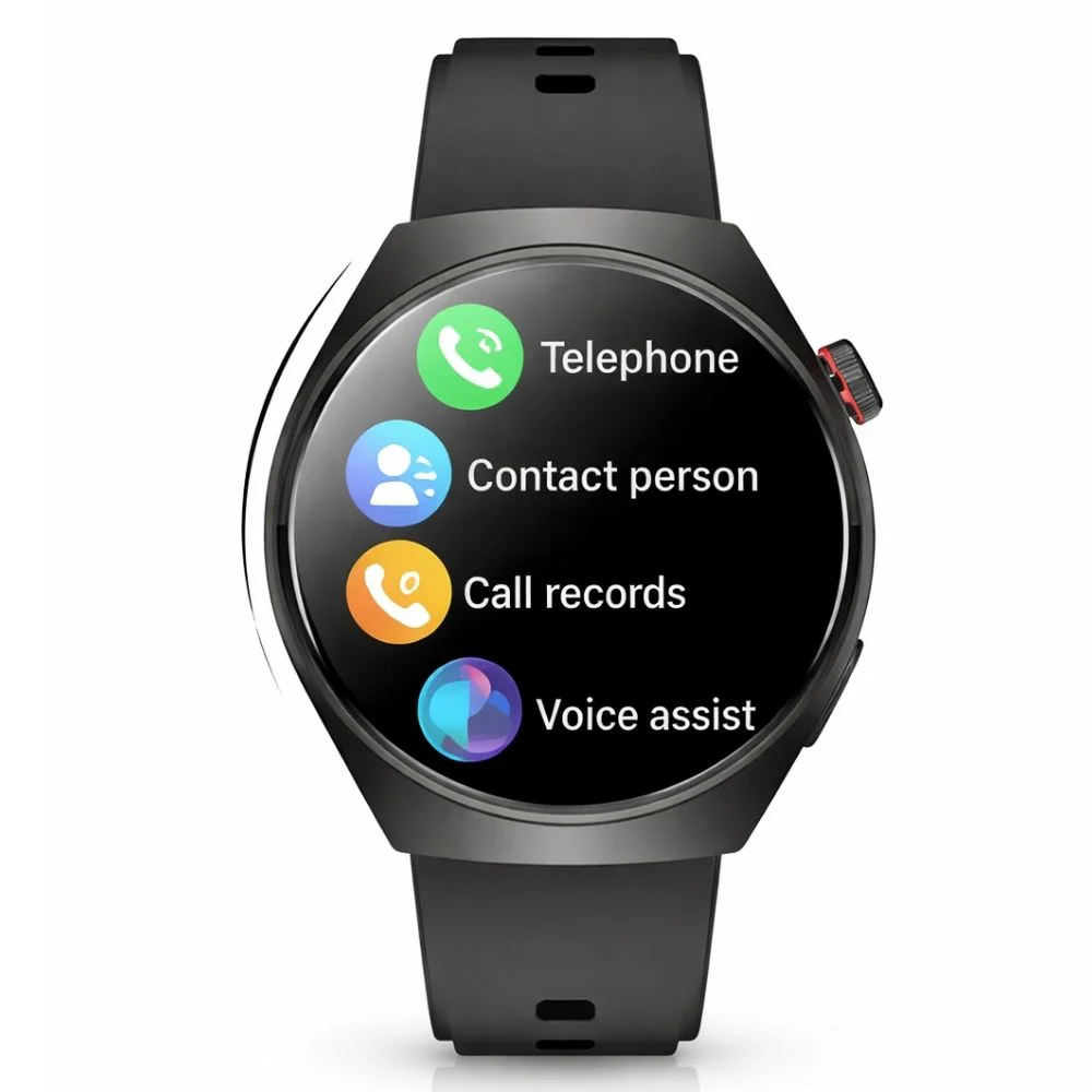 HainoTeko 32 Akıllı Saat AMOLED Ekran Bluetooth Sesli Görüşme, Su geçirmez, 15 Gün Batarya, Metal Kasa, Çoklu Spor & Sağlık Takibi Siyah