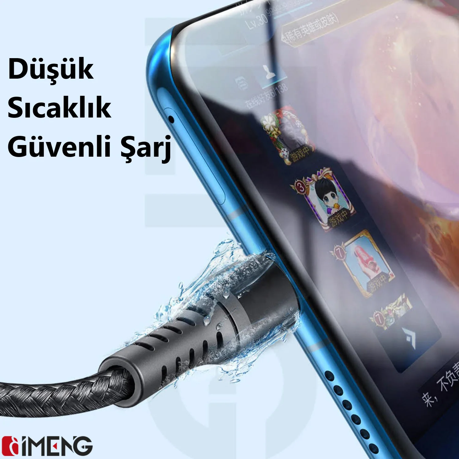 İmeng 3A UsbA to Micro Pro Braided Örgülü Data ve Hızlı Şarj Kablosu Siyah