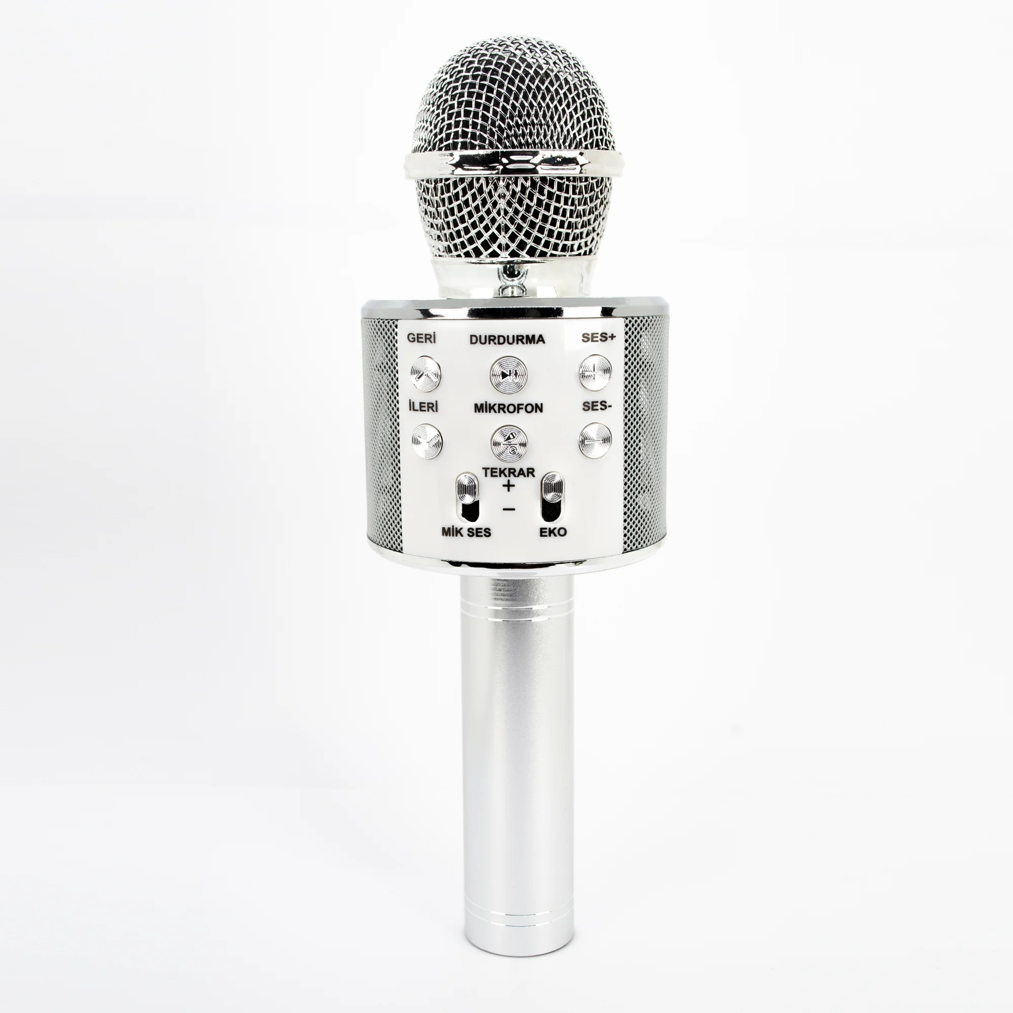 Winex Bluetooth Karaoke Mikrofonu UsbA+TF Sd Kart+3.5mm Aux Girişli Gümüş