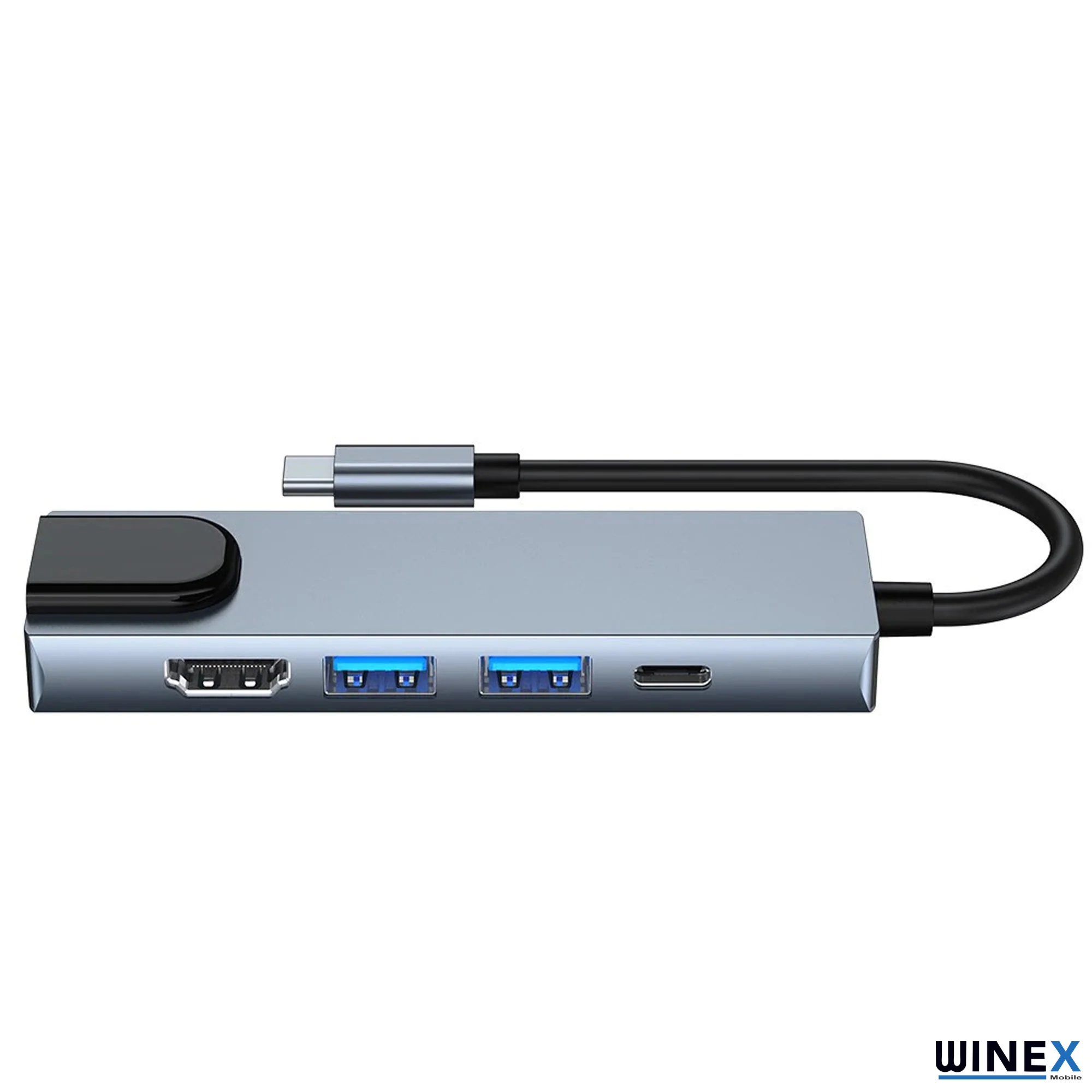 Winex 5in1 Type-C to HDMI 2xUsbA 3.0 Ethernet Hub Port 100W Adaptör BYL-2007