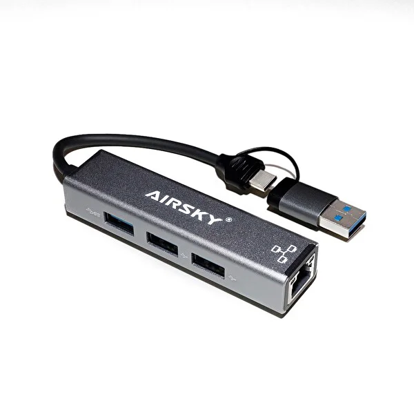 Winex 2in1 USB ve Type-C to  Ethernet Adaptörü HC78100M