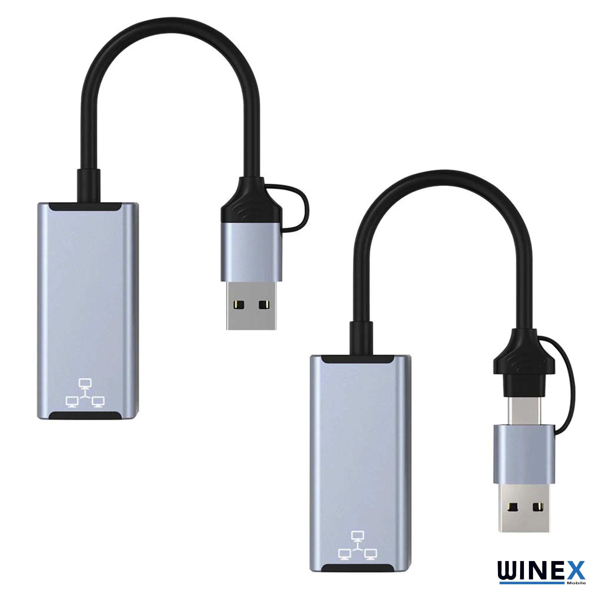 Winex 2in1 USB ve Type-C to  Ethernet Adaptörü HC78100M