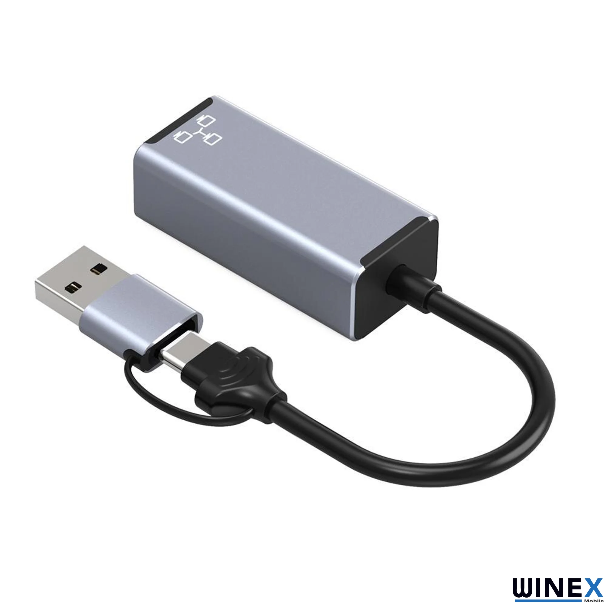 Winex 2in1 USB ve Type-C to  Ethernet Adaptörü HC78100M