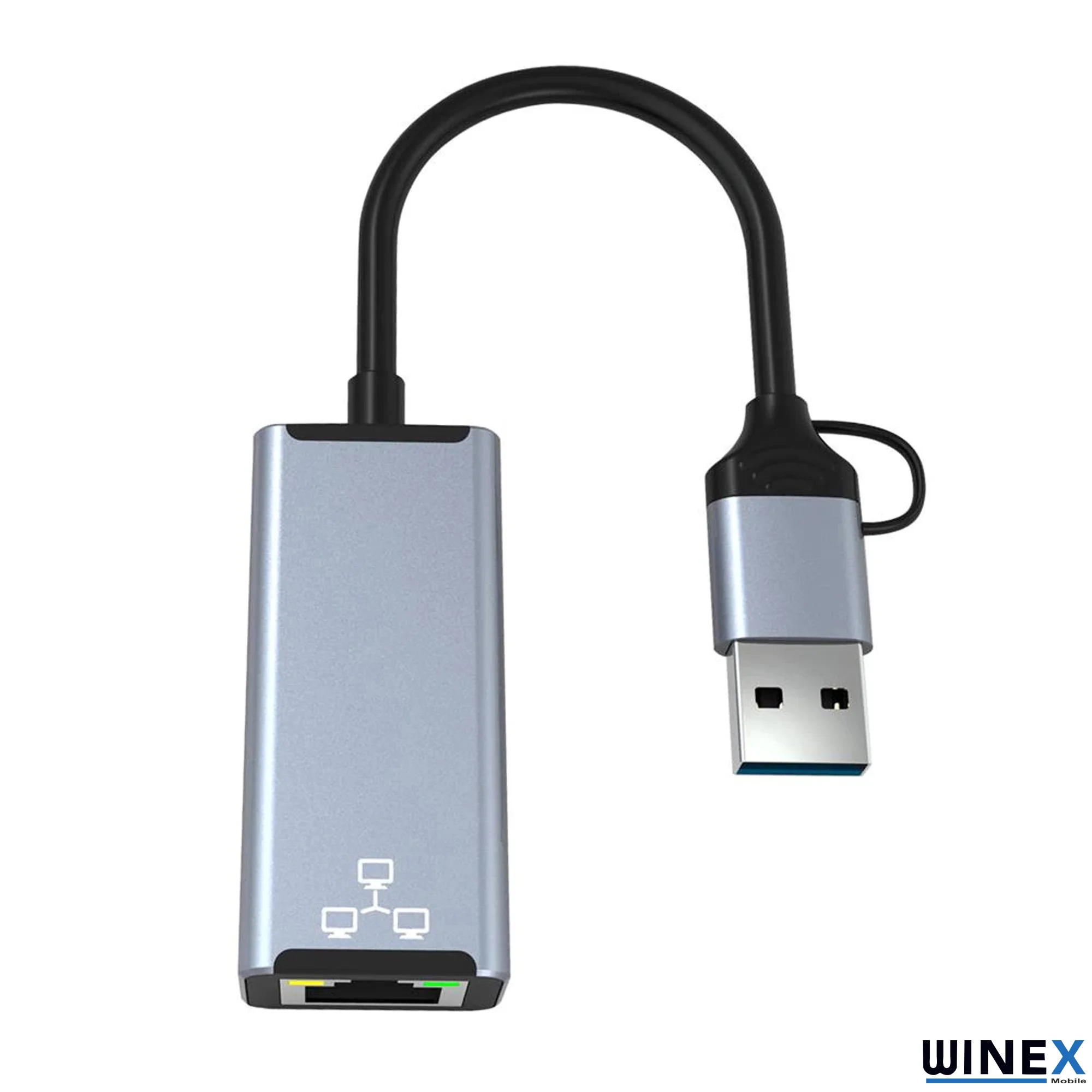 Winex 2in1 USB ve Type-C to  Ethernet Adaptörü HC78100M