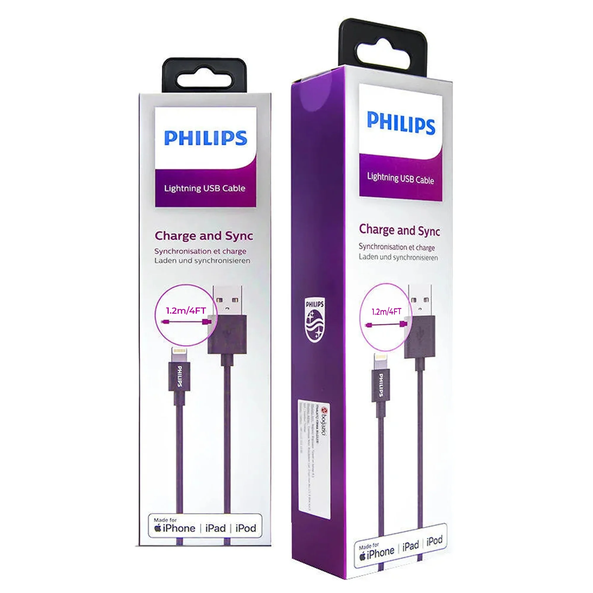Philips Apple Mfi Lisanslı UsbA to Lightning Hızlı Şarj ve Data Kablosu 1.2m Siyah DLC3104V