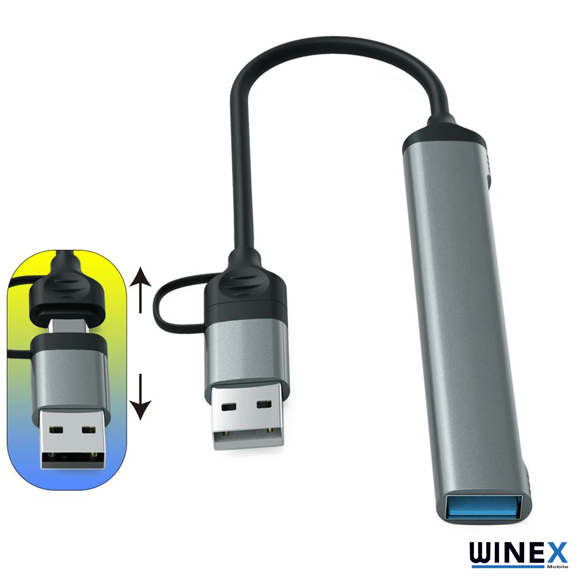 Winex 5in1 UsbA ve Type-C To UsbA 3.01, TF, SD Çoklayıcı Hub Adaptör