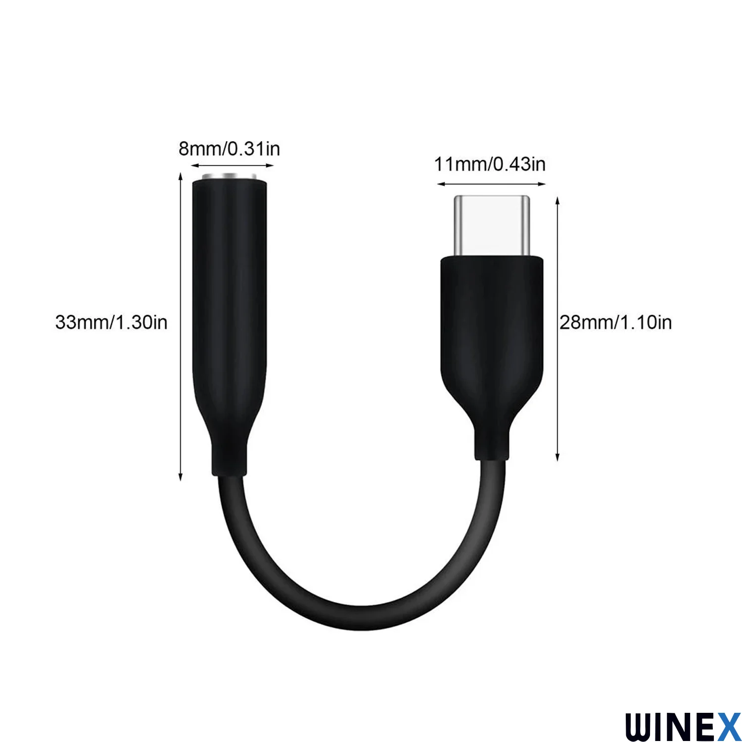 Schitec UC10 Type-C to 3.5mm Jack Dönüştürücü Adaptör Siyah
