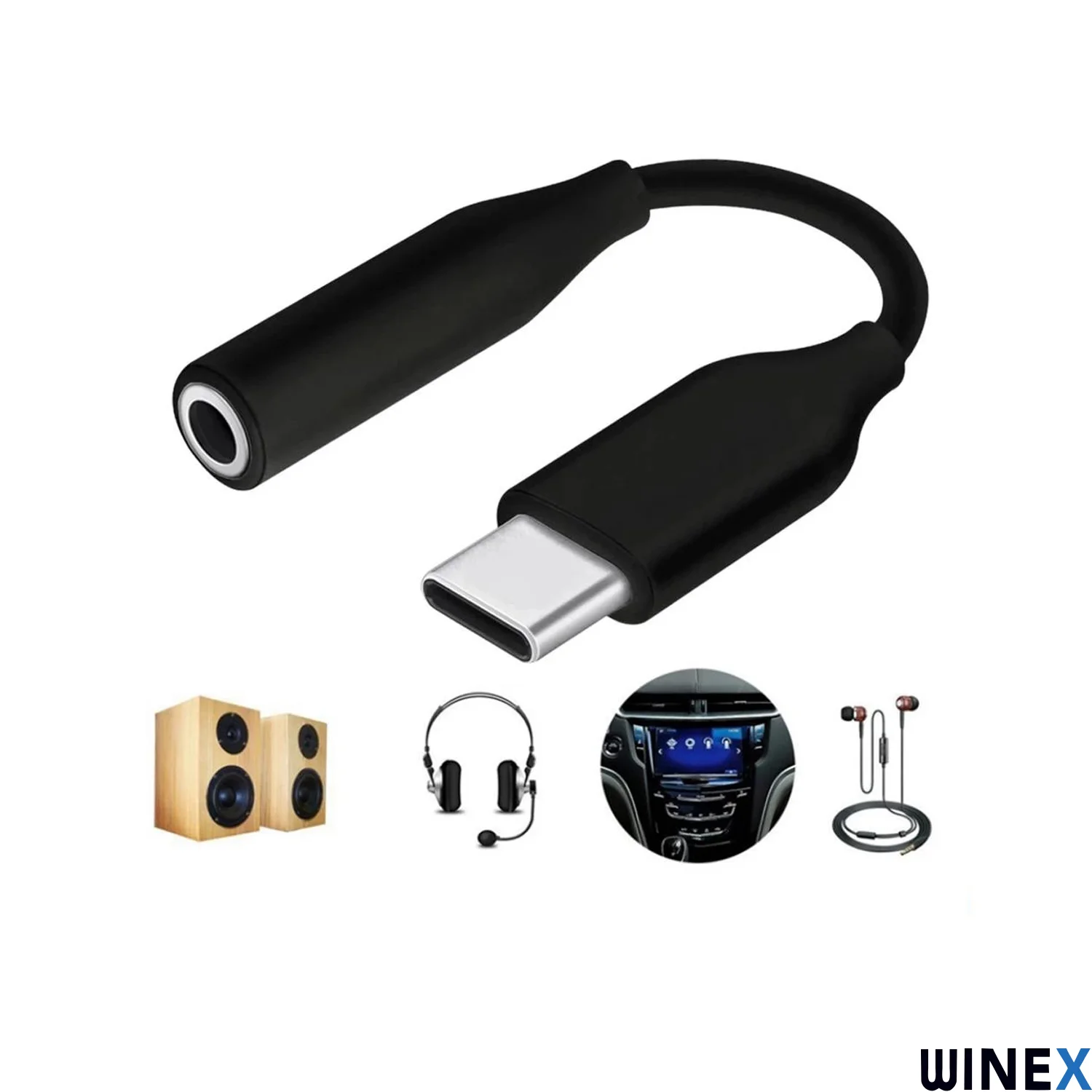 Schitec UC10 Type-C to 3.5mm Jack Dönüştürücü Adaptör Siyah