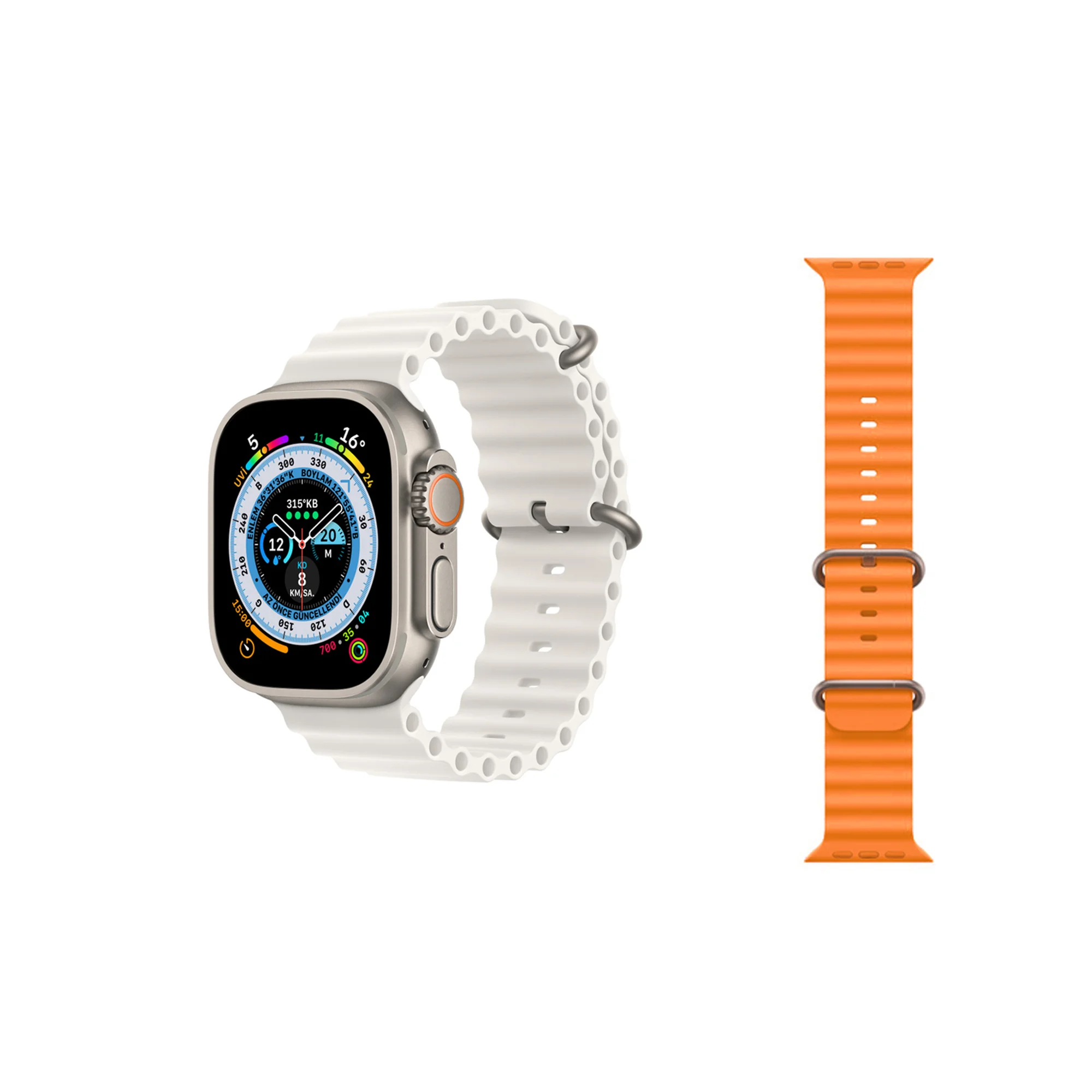 ScHitec GS8 Ultra Android İos HarmonyOs Uyumlu 3 Kordonlu Akıllı Saat Gümüş