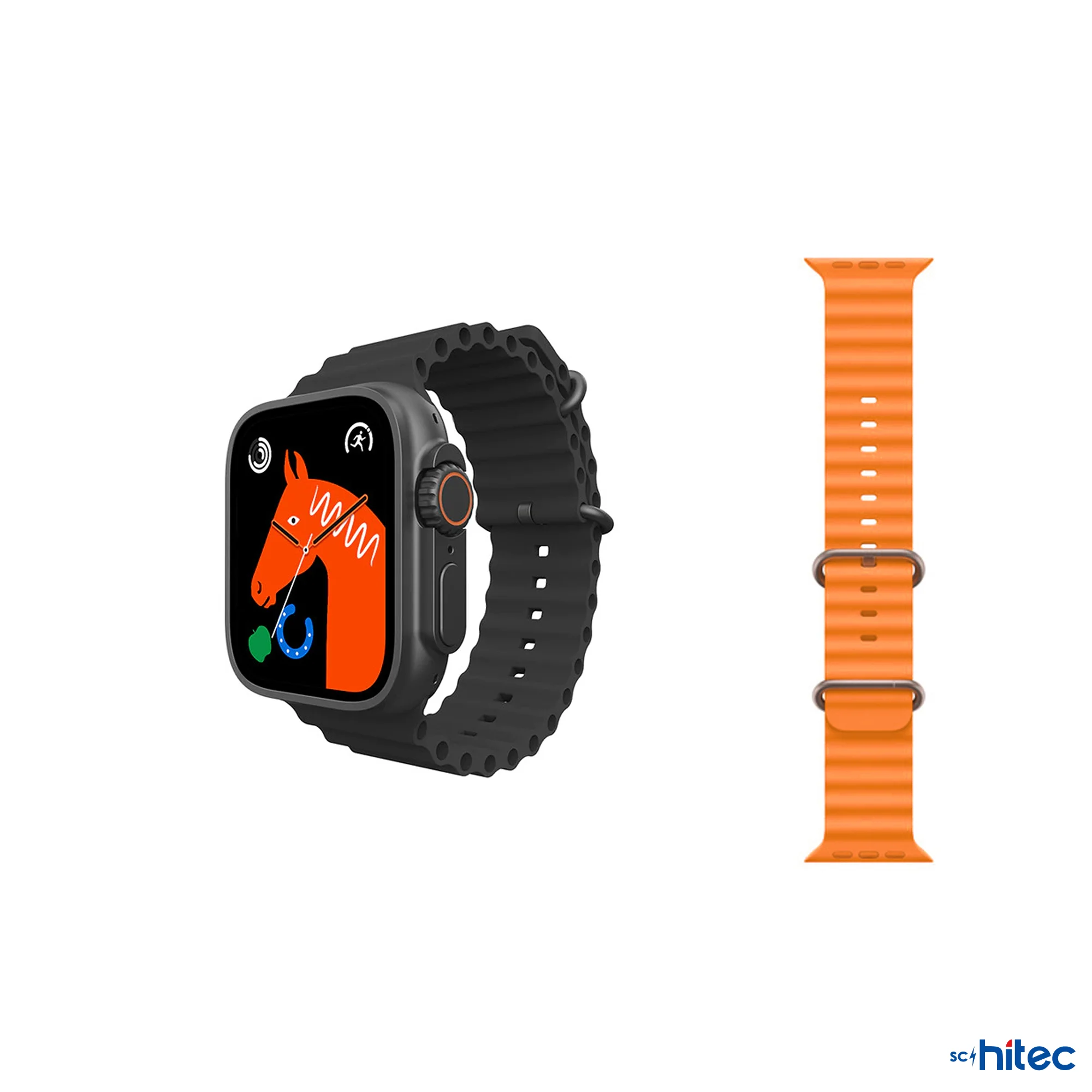 ScHitec GS8 Ultra Android İos HarmonyOs Uyumlu 3 Kordonlu Akıllı Saat Siyah