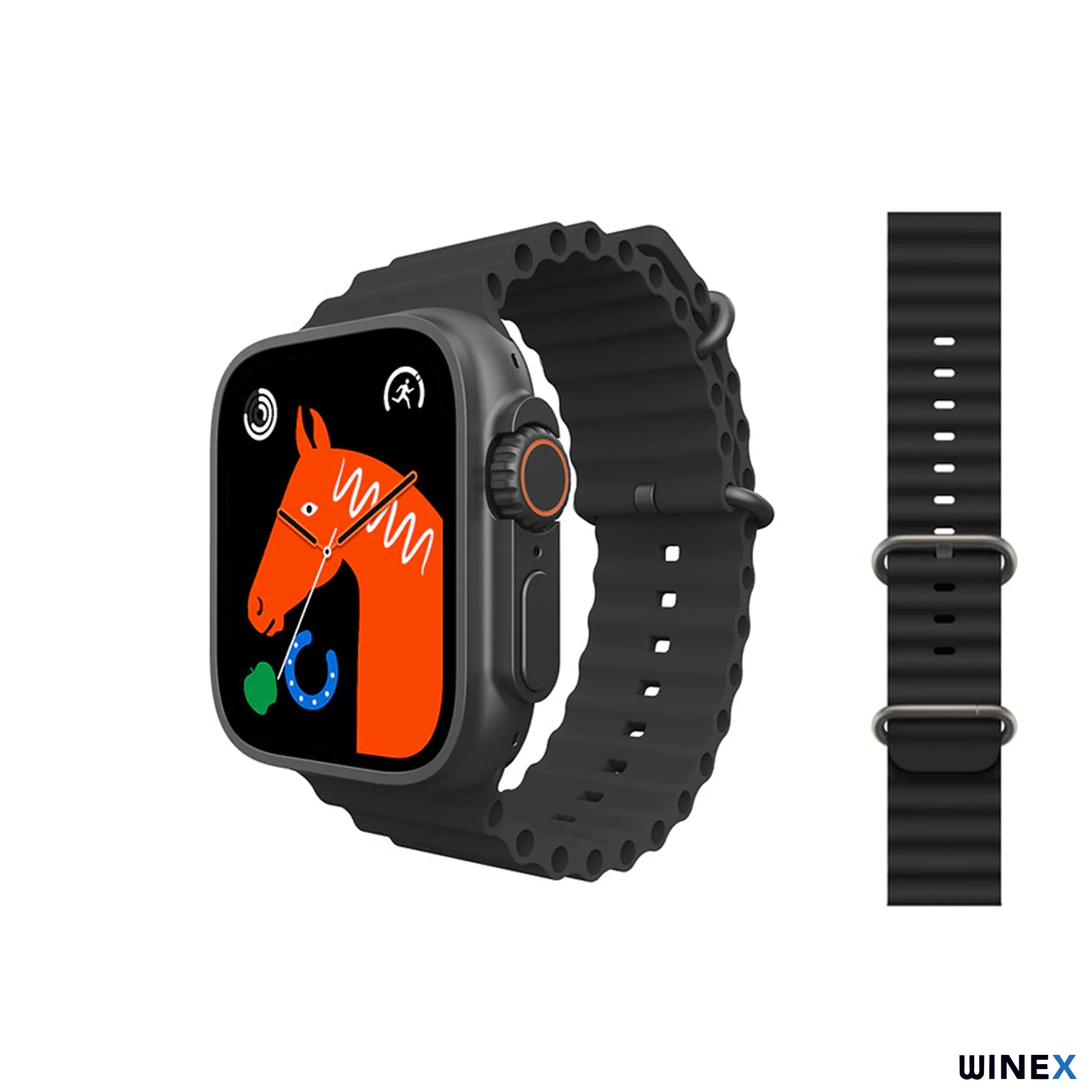 Winex GS8 Ultra Android İos HarmonyOs Uyumlu 3 Kordonlu Akıllı Saat Siyah