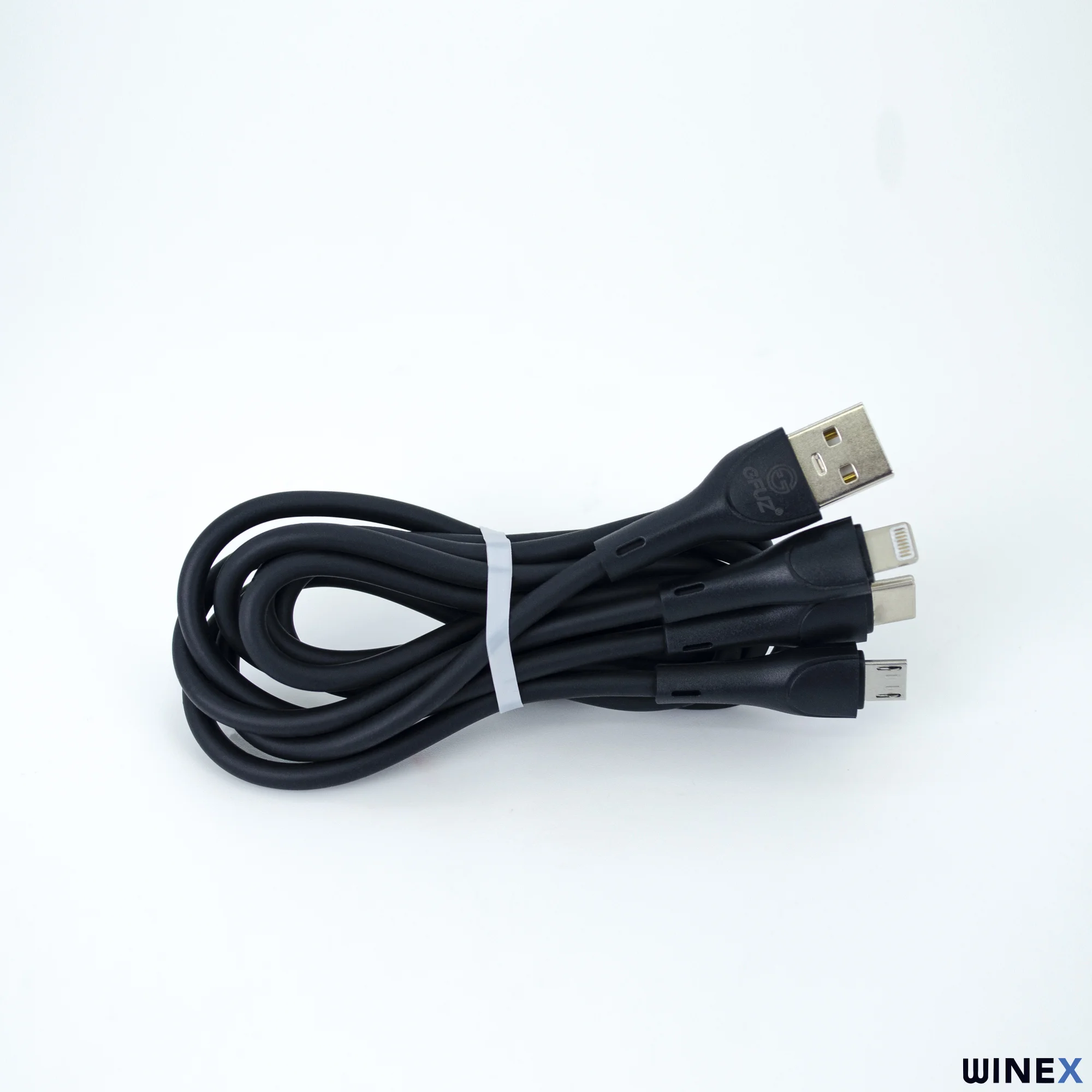 Winex CA107 Gfz 3in1 Micro, Lightning, Type-C Çıkışlı Data ve Şarj Kablosu 3.4A Siyah