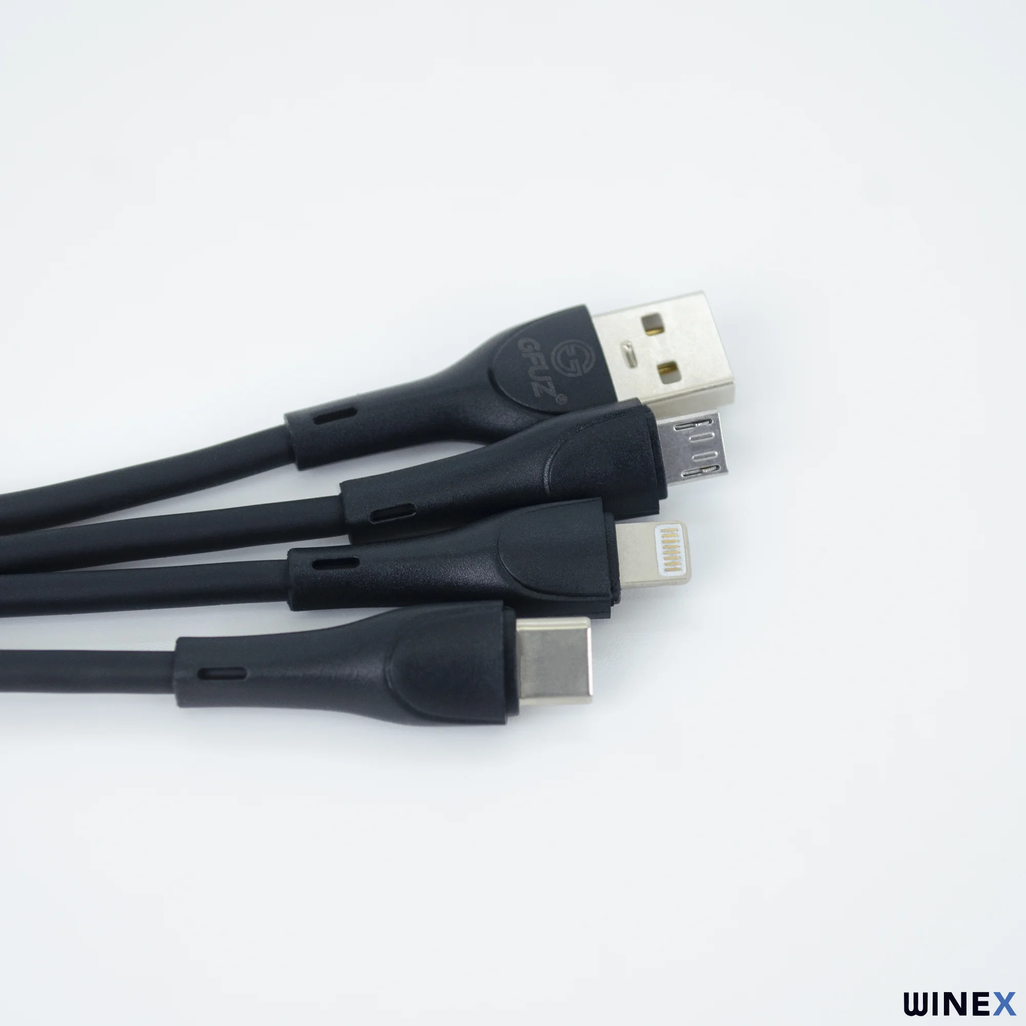 Winex CA107 Gfz 3in1 Micro, Lightning, Type-C Çıkışlı Data ve Şarj Kablosu 3.4A Siyah
