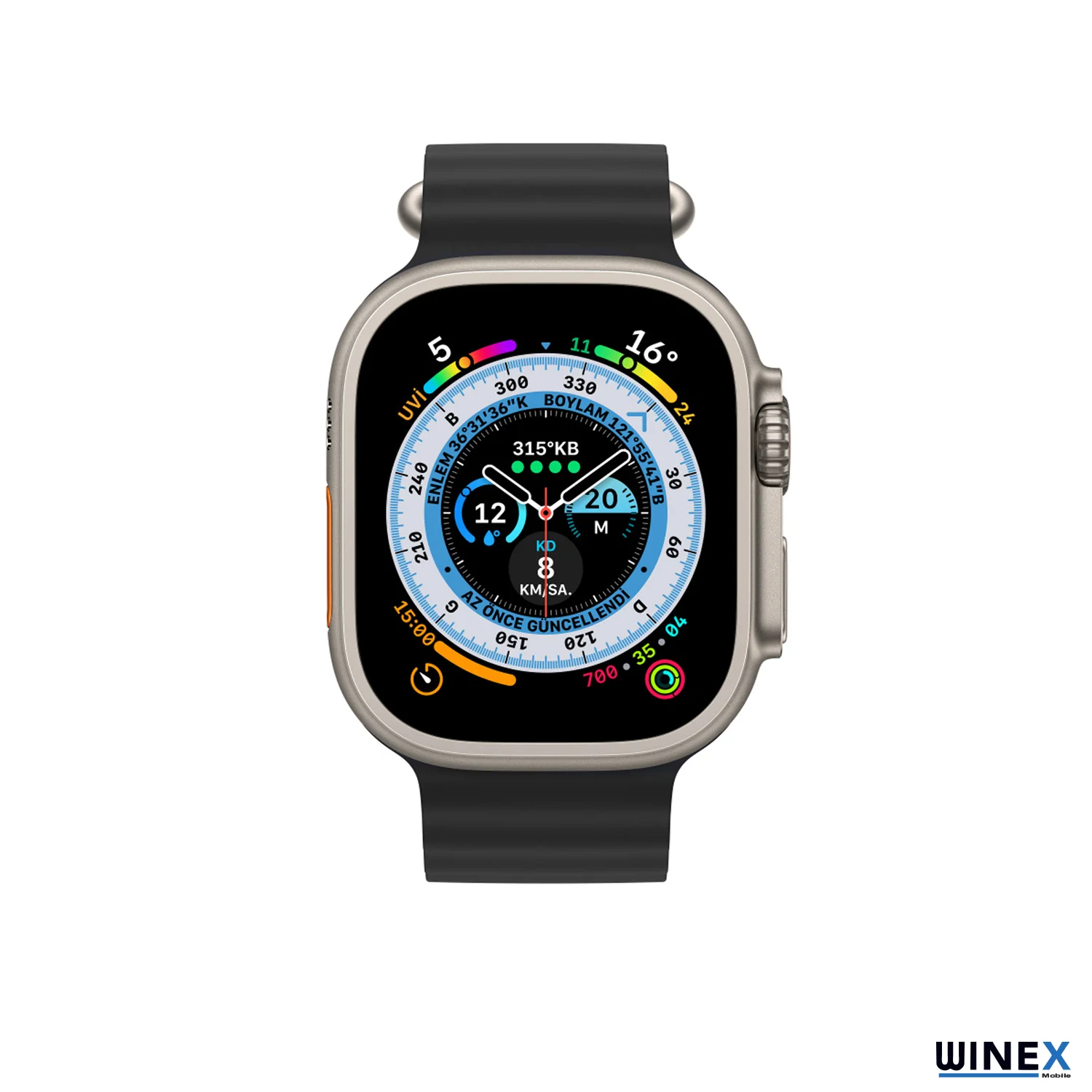 Winex 42-49mm Yeni Nesil Apple Uyumlu Akıllı Saat Kordonu Silikon Siyah